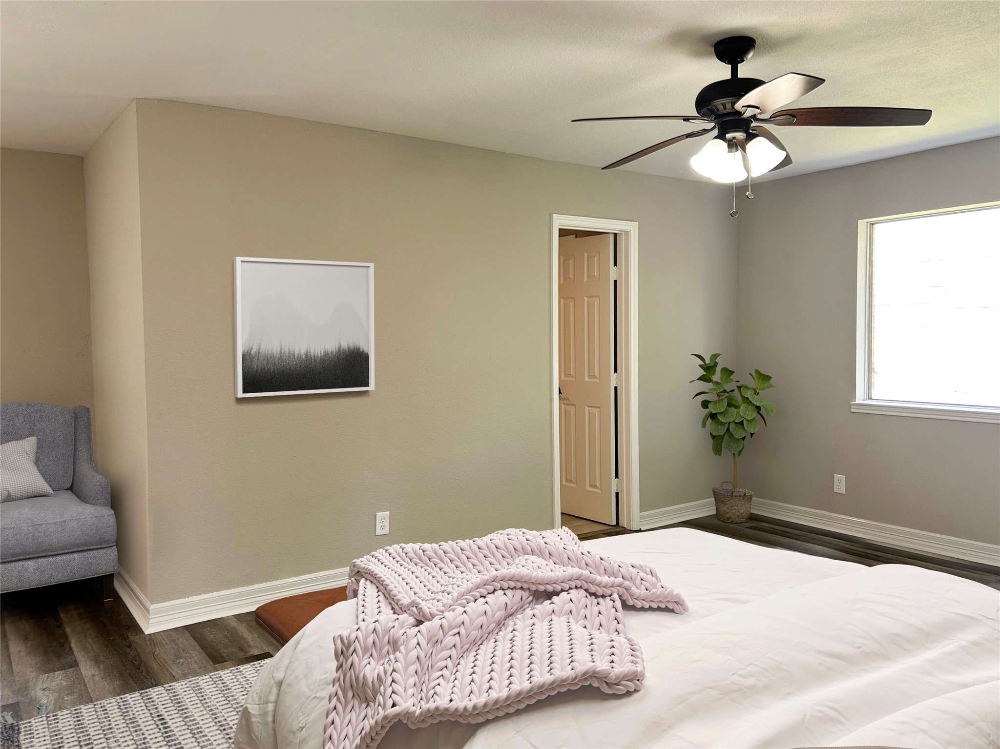 virtually staged primary
bedroom