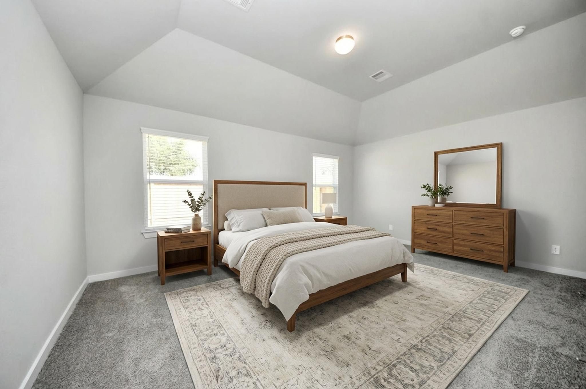 Virtually Staged - Primary Bedroom. Sample photo of completed home with similar floor plan. Actual colors and selections may vary.