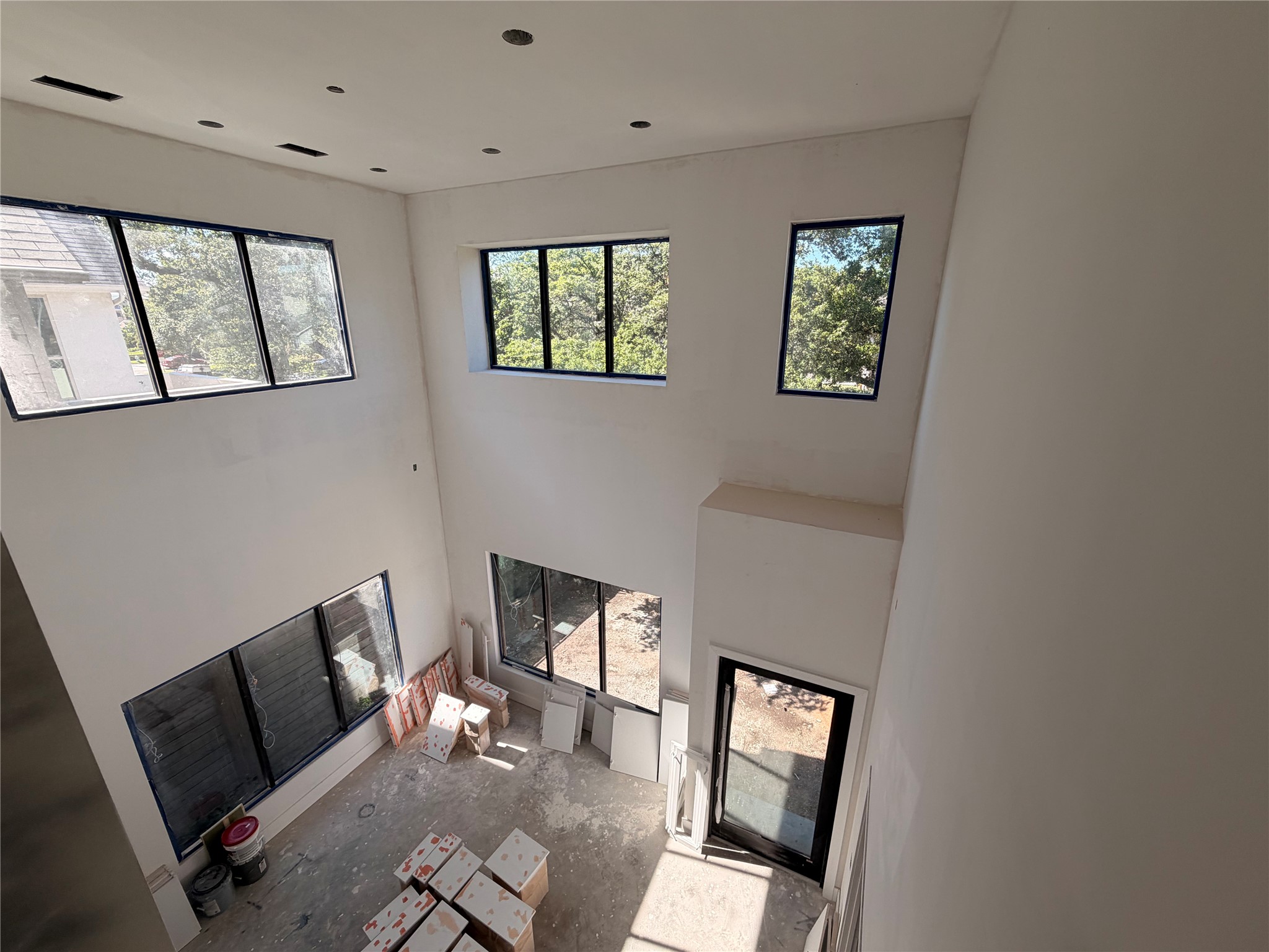 View of two story area from second floor balcony