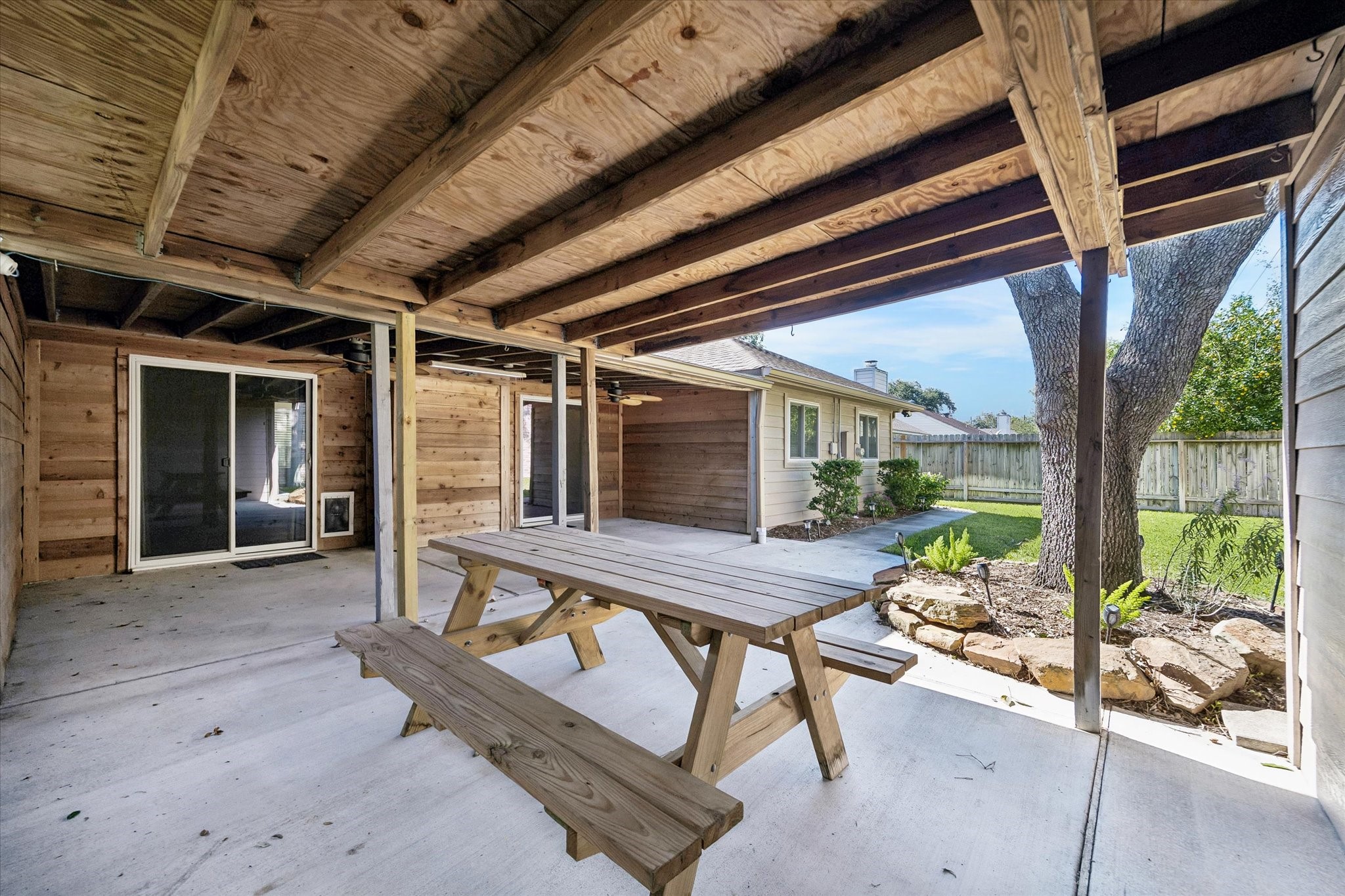 Imagine weekend cookouts and relaxing evenings in this extended covered patio overlooking the backyard that includes convenient gas connections.