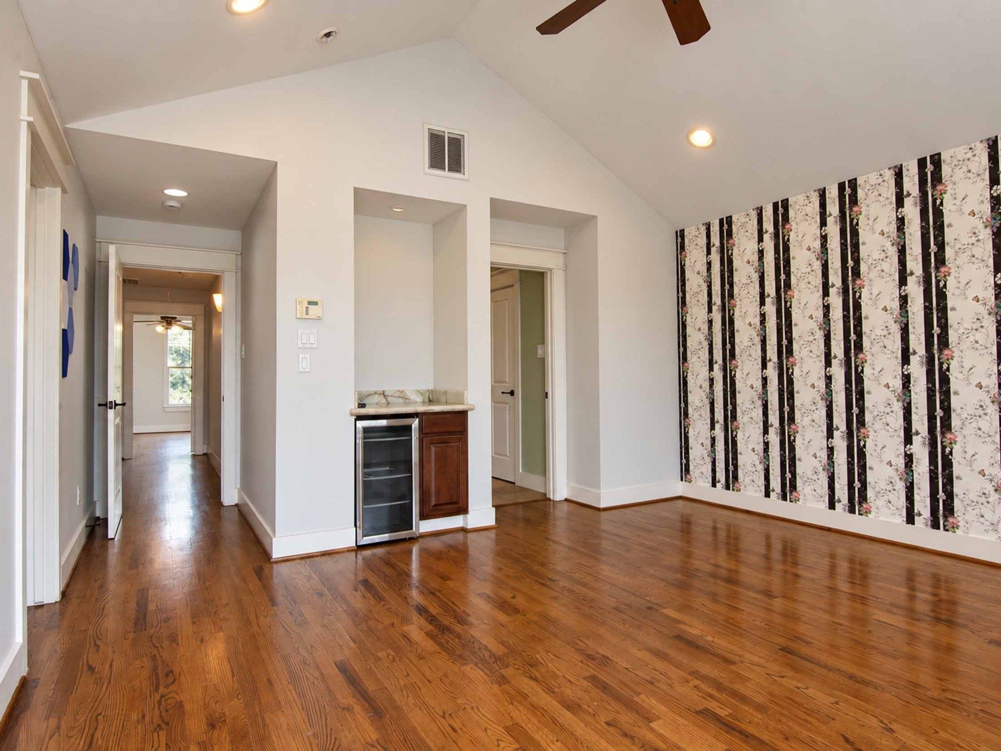 Bar/wine chiller in master bedroom.