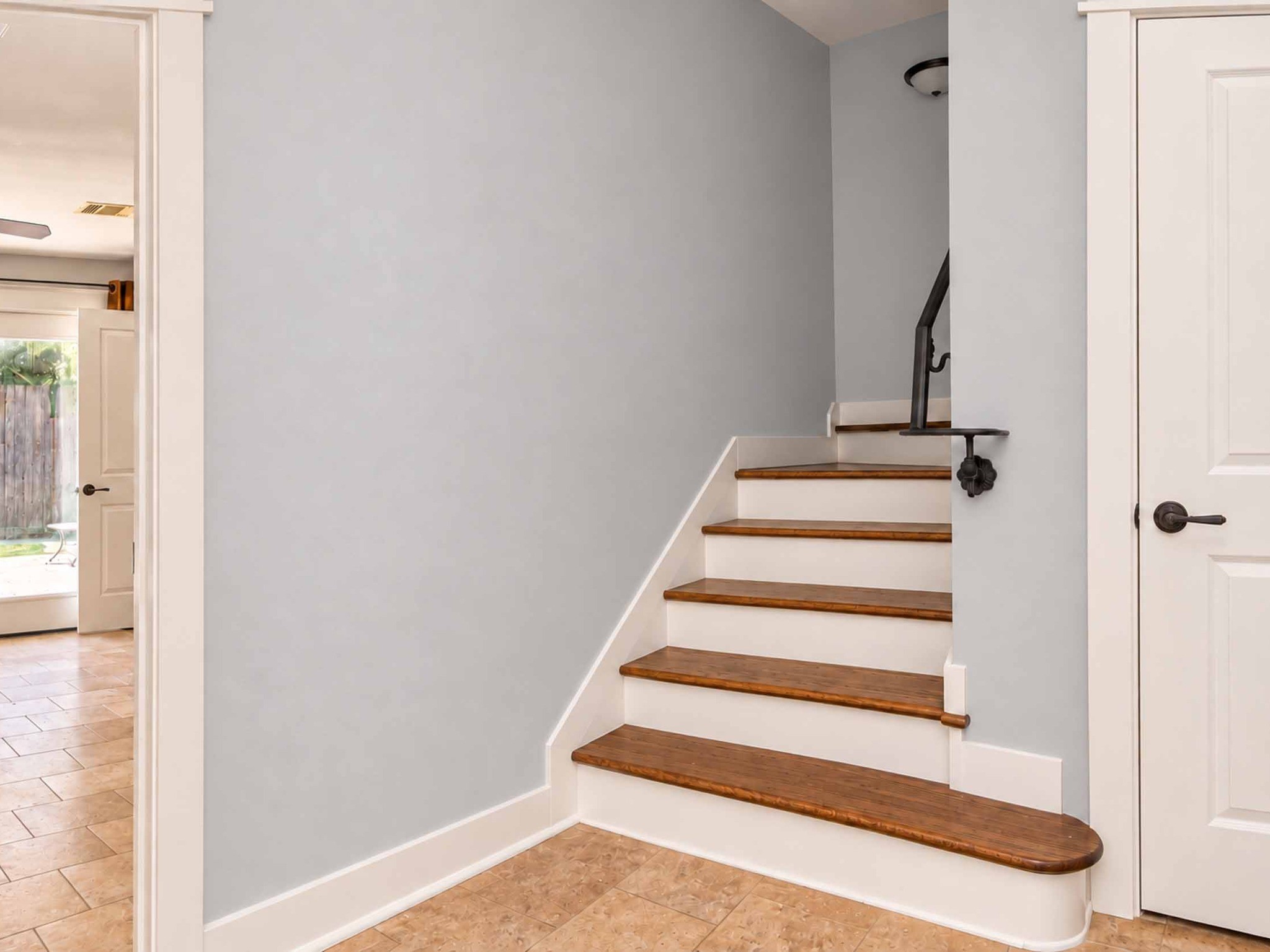 Stairs off entry to the second floor.
