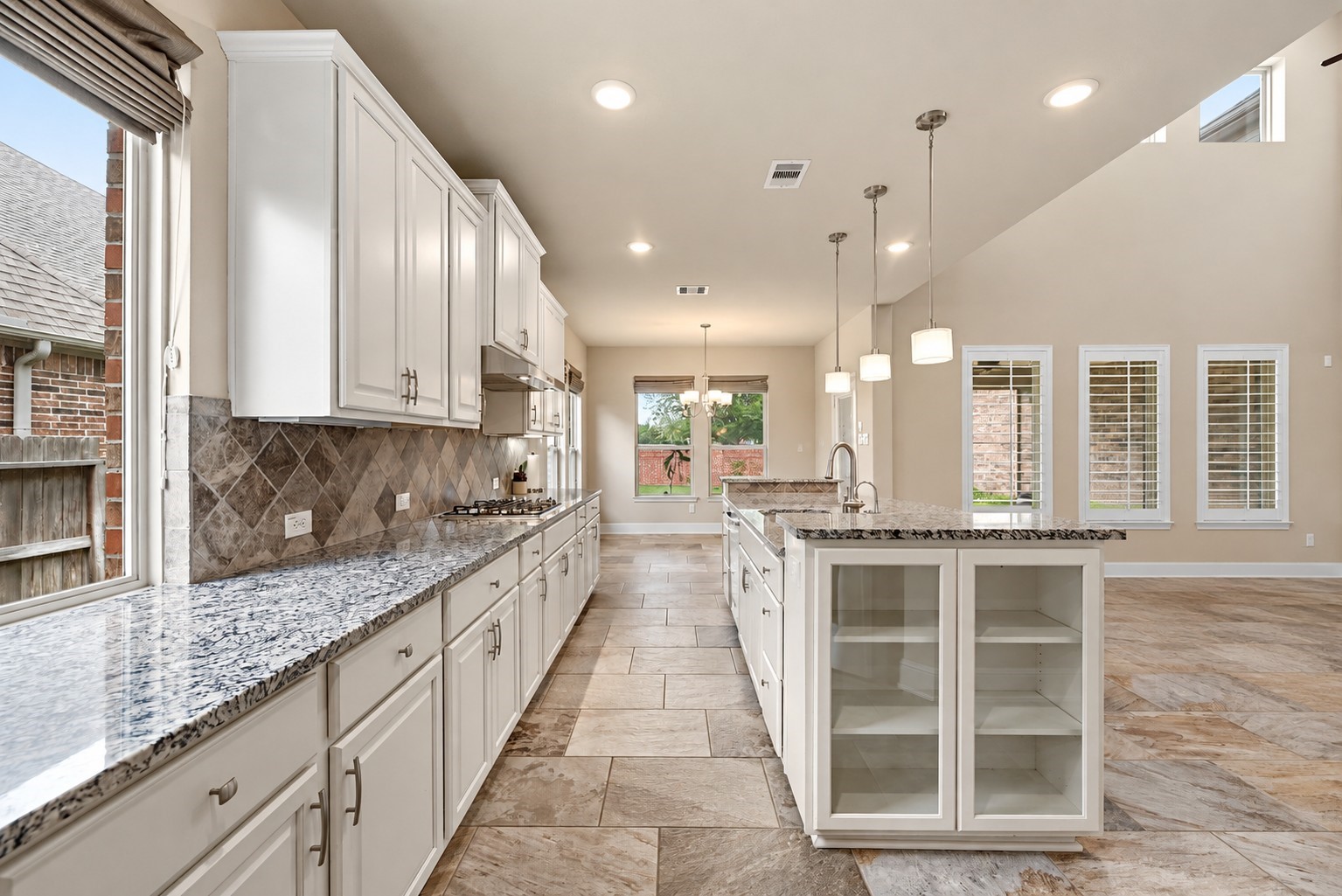 Lots of cabinets and counter space for prep work.