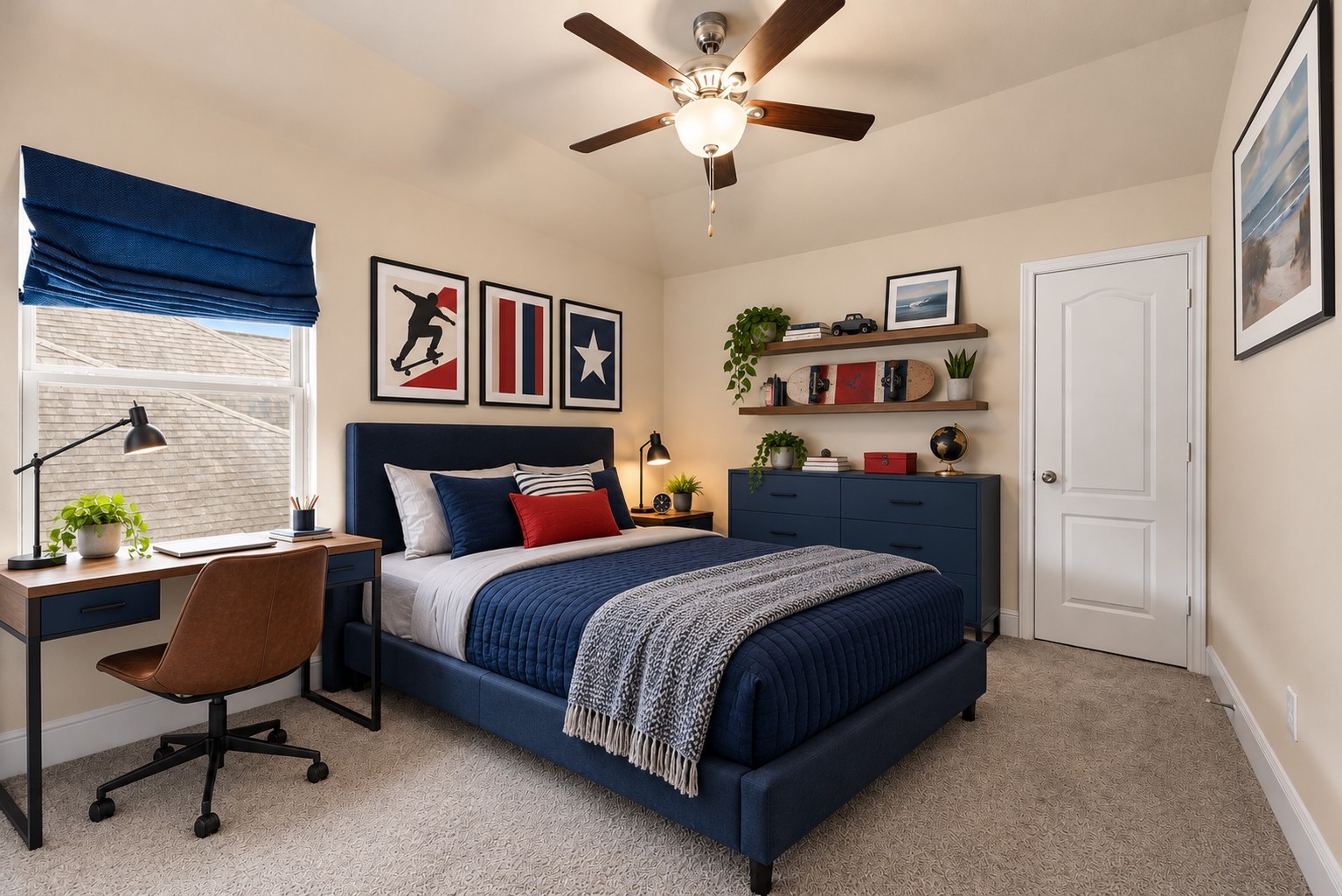 Here is the second of two bedrooms upstairs. (virtually staged)