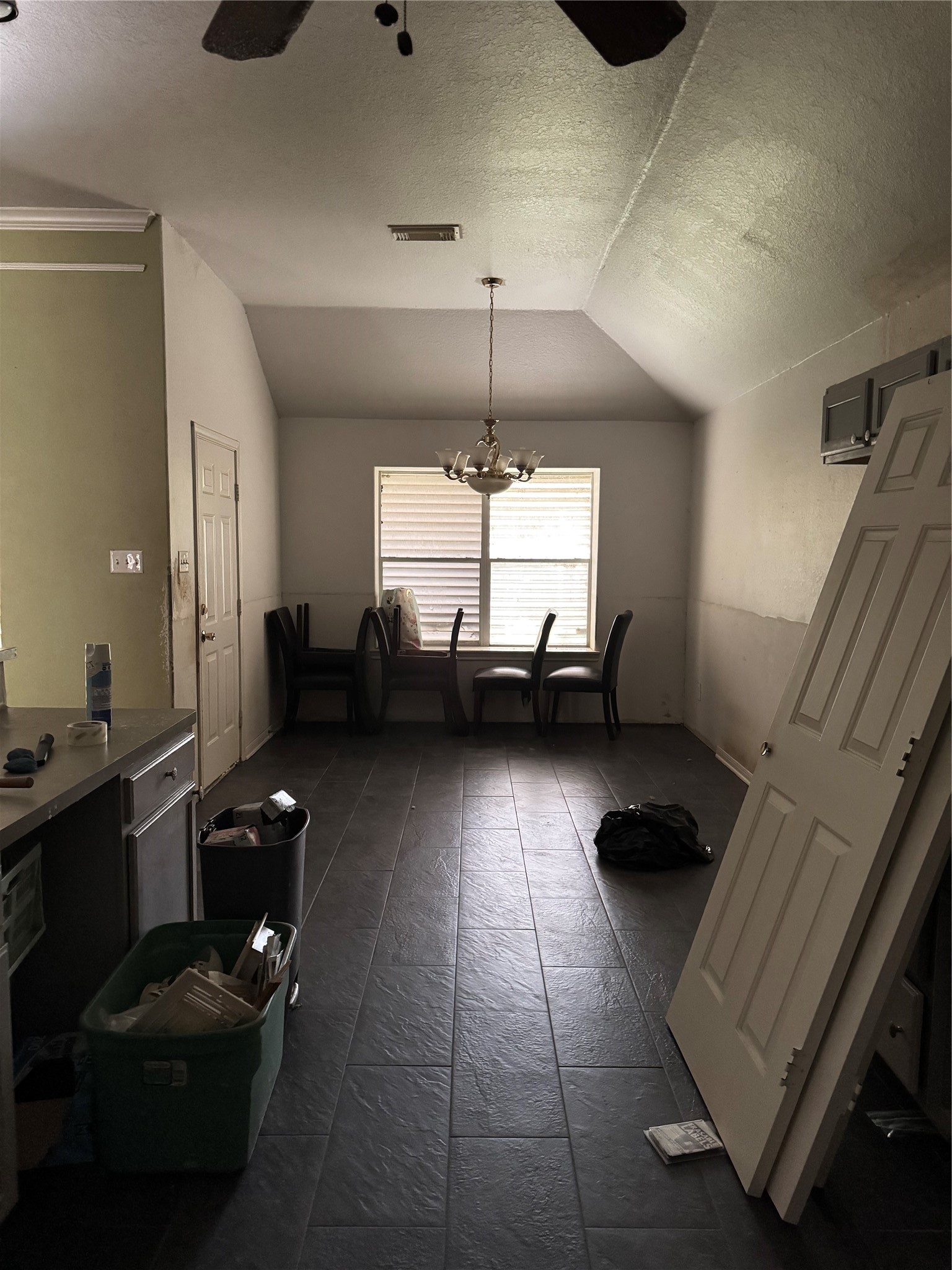 Dining off kitchen facing back door