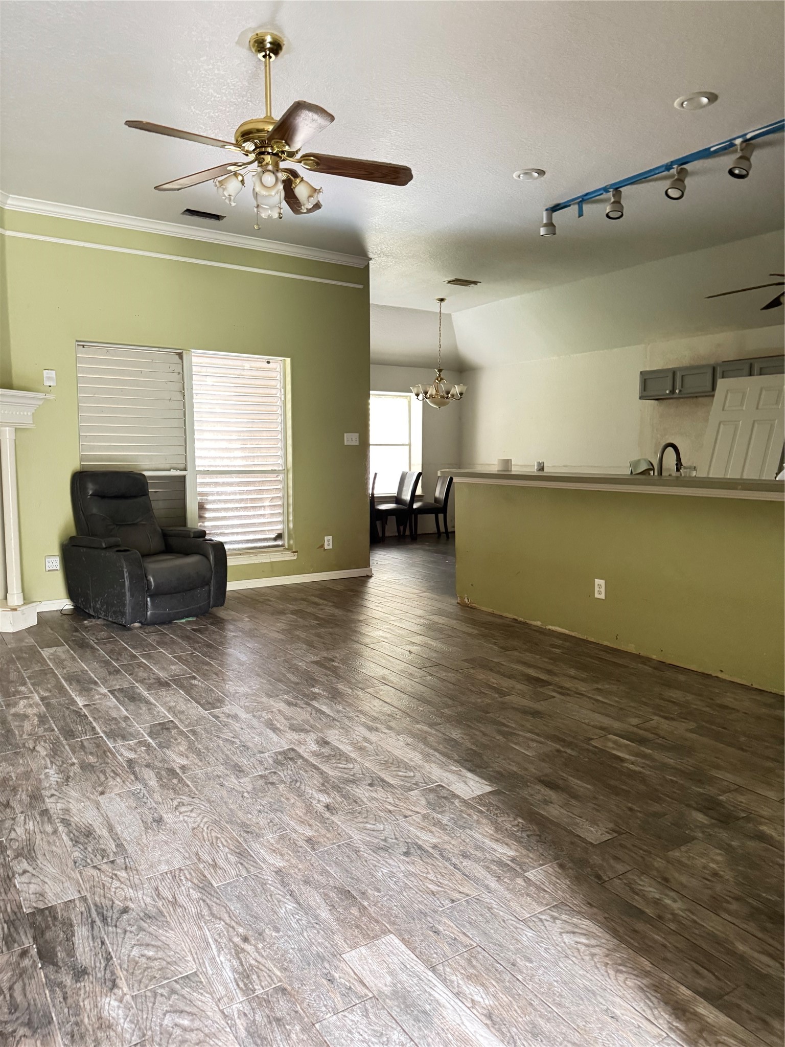 Living facing kitchen-open concept