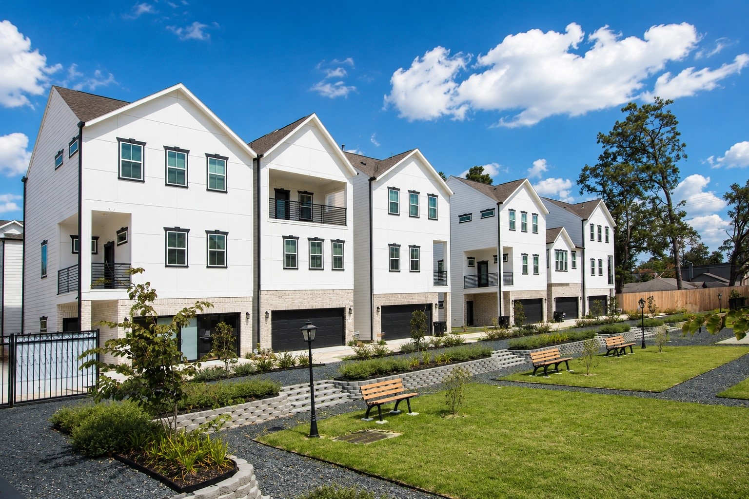 Beautifully landscaped community featuring modern traditional architecture