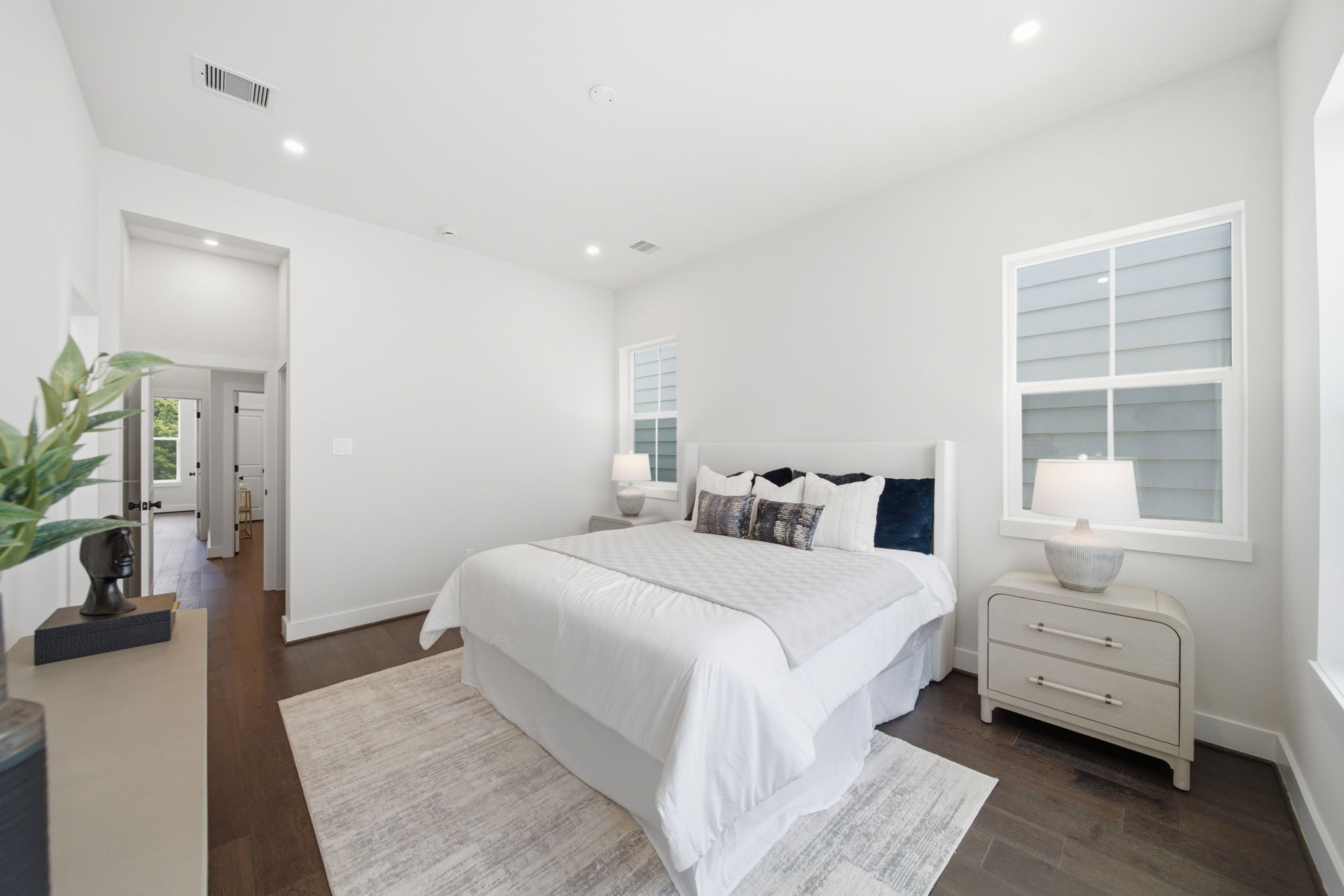 Large primary with high ceiliings and full bathroom attached