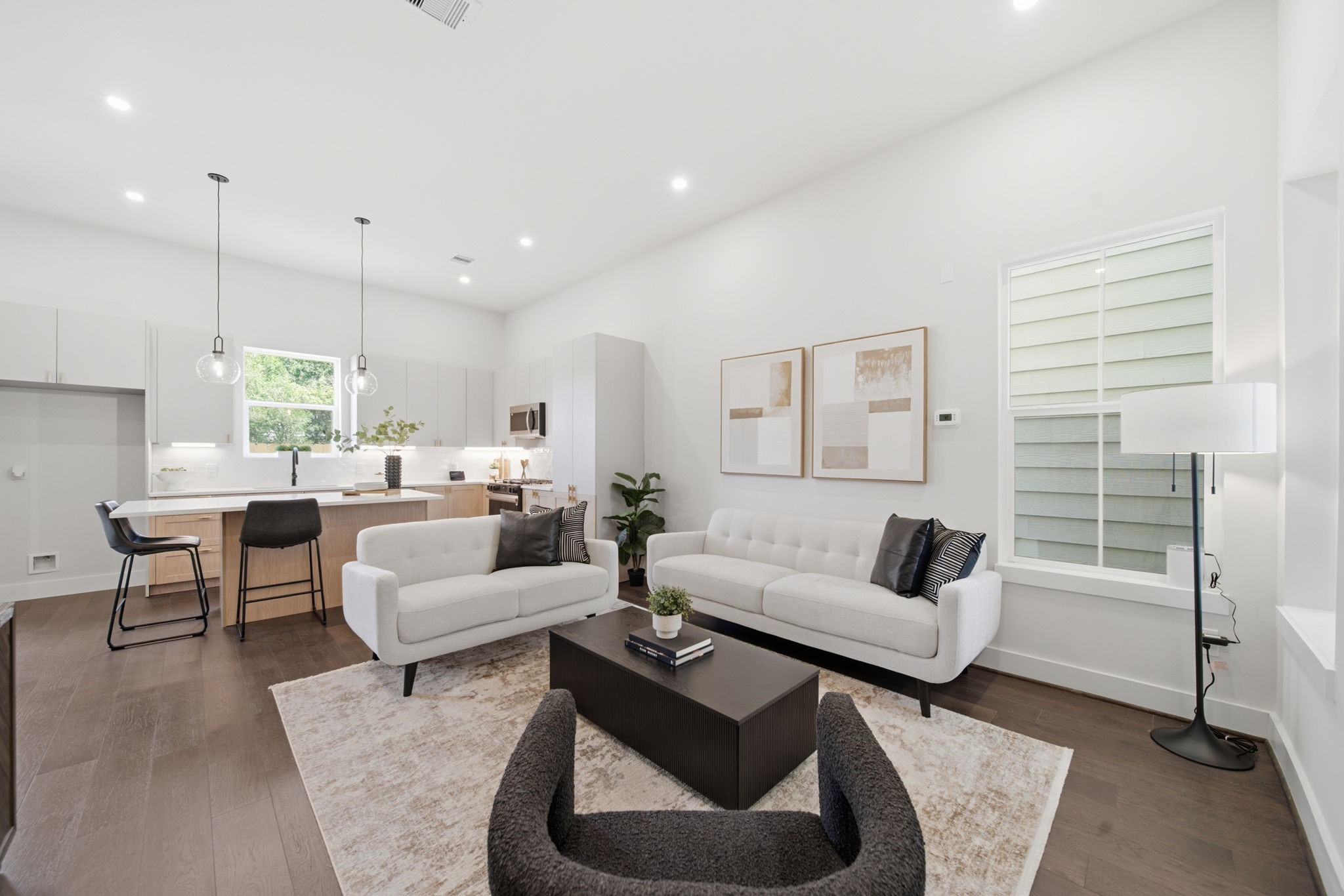 Open-concept living space located on the first floor