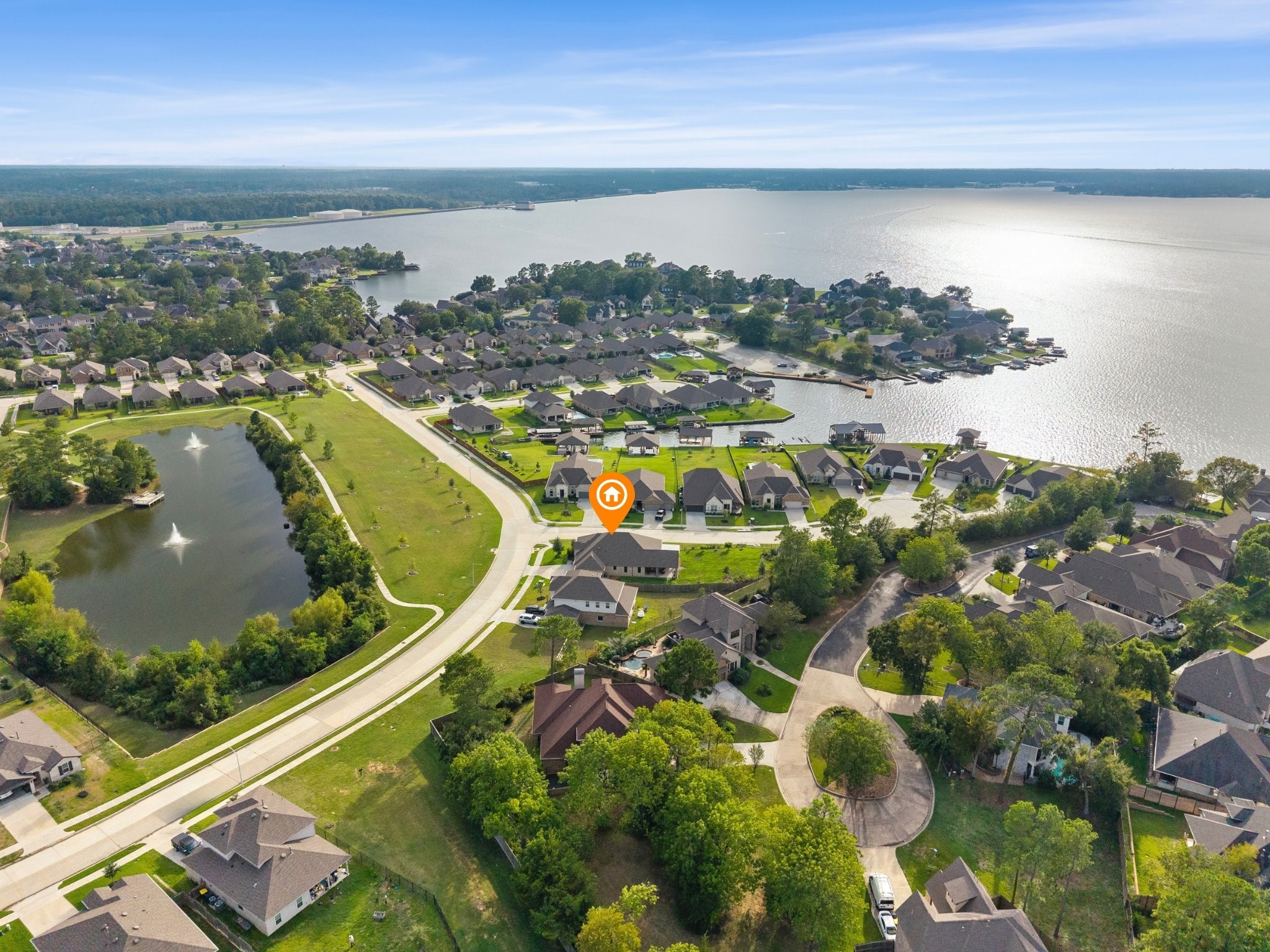 No neighbors across the home, pond across the street with walking trail