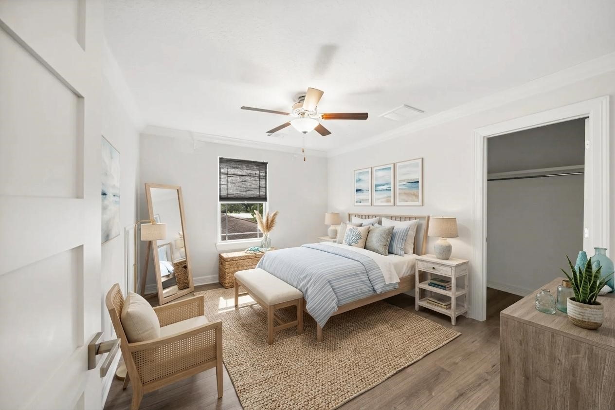 Virtually staged Bedroom number two.