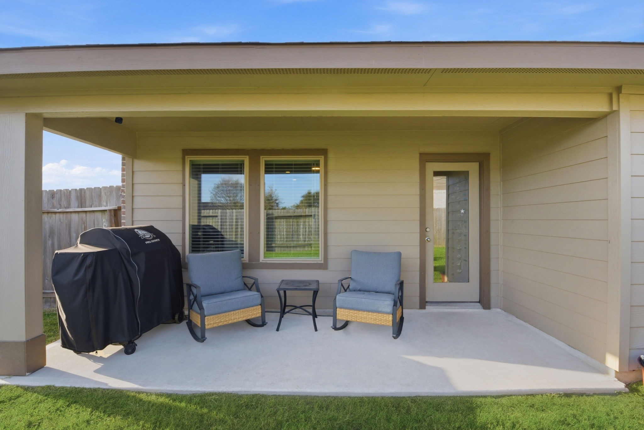 Beautiful covered patio ideal for morning coffee.