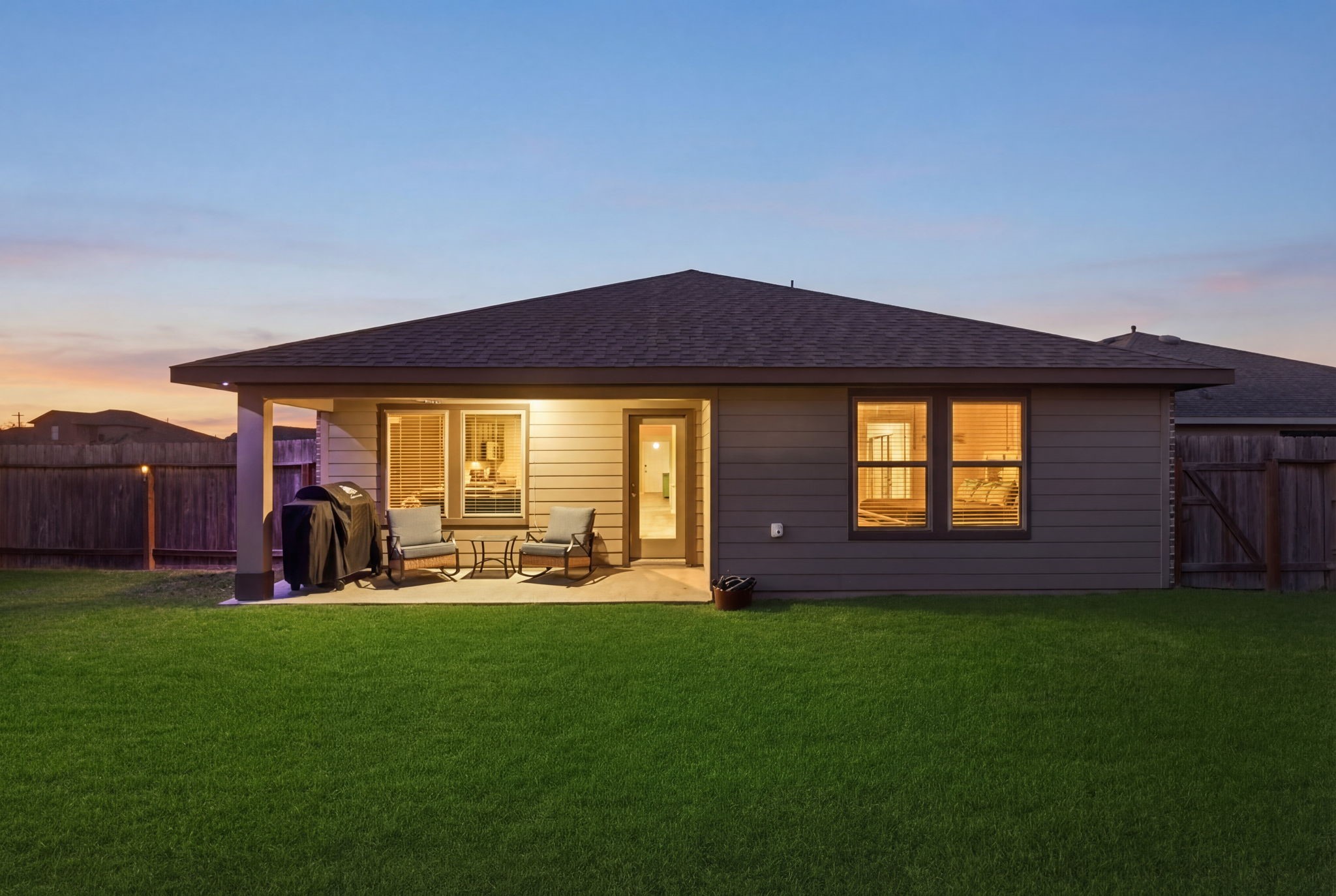Ideal outdoor living space for grilling, relaxing, or gatherings.