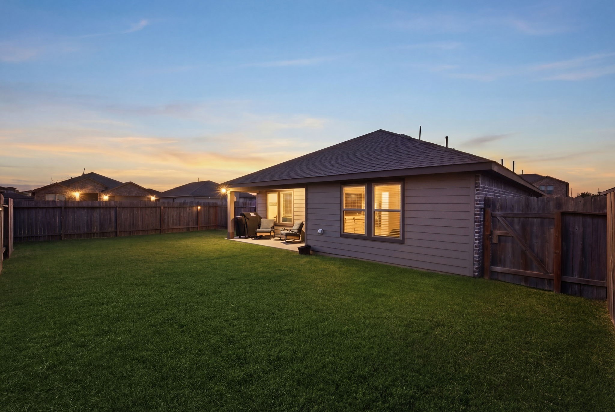 Enhanced curb appeal with exterior lighting and maintained landscaping. Enhanced curb appeal with exterior lighting and maintained landscaping.