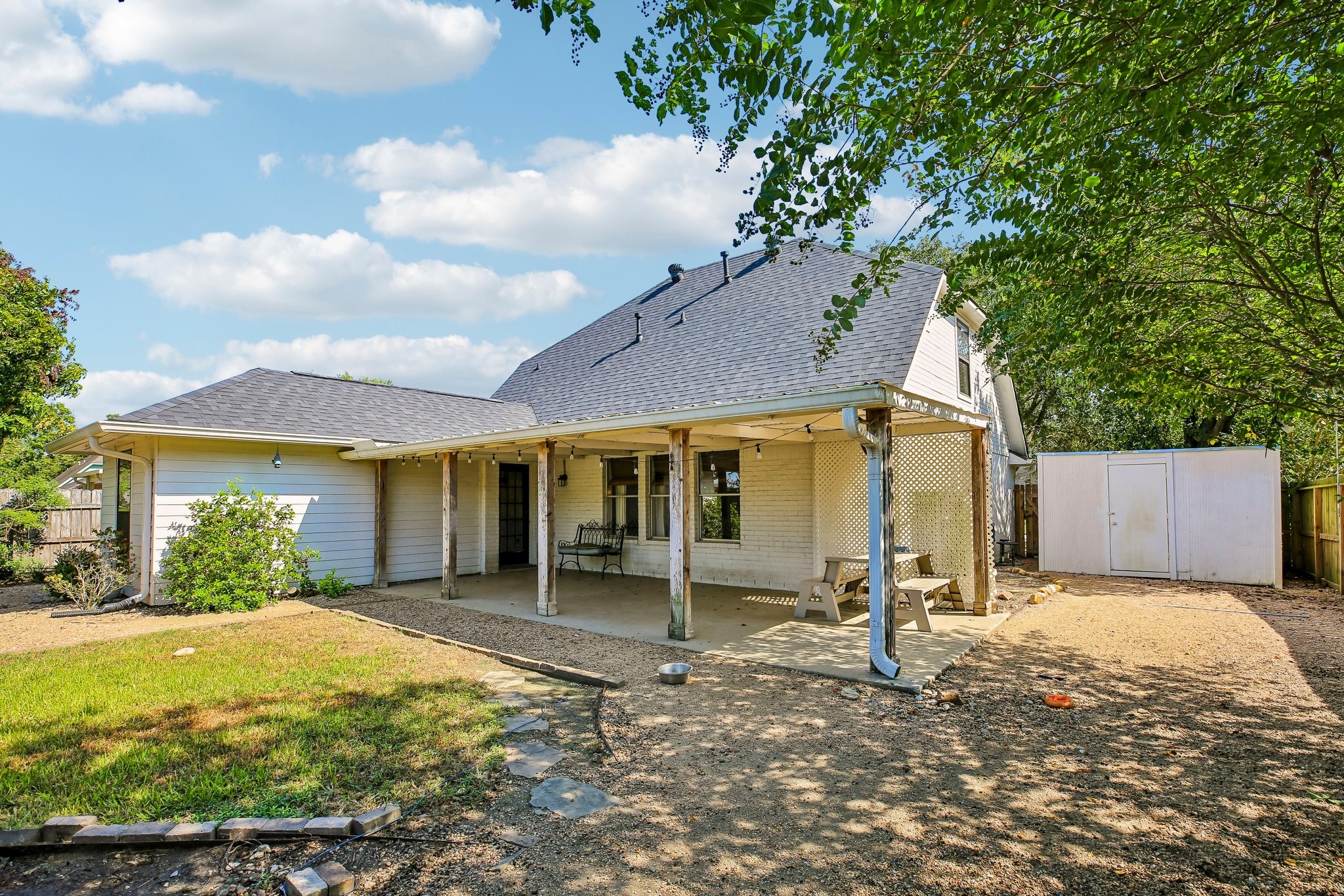 Side yard with storage