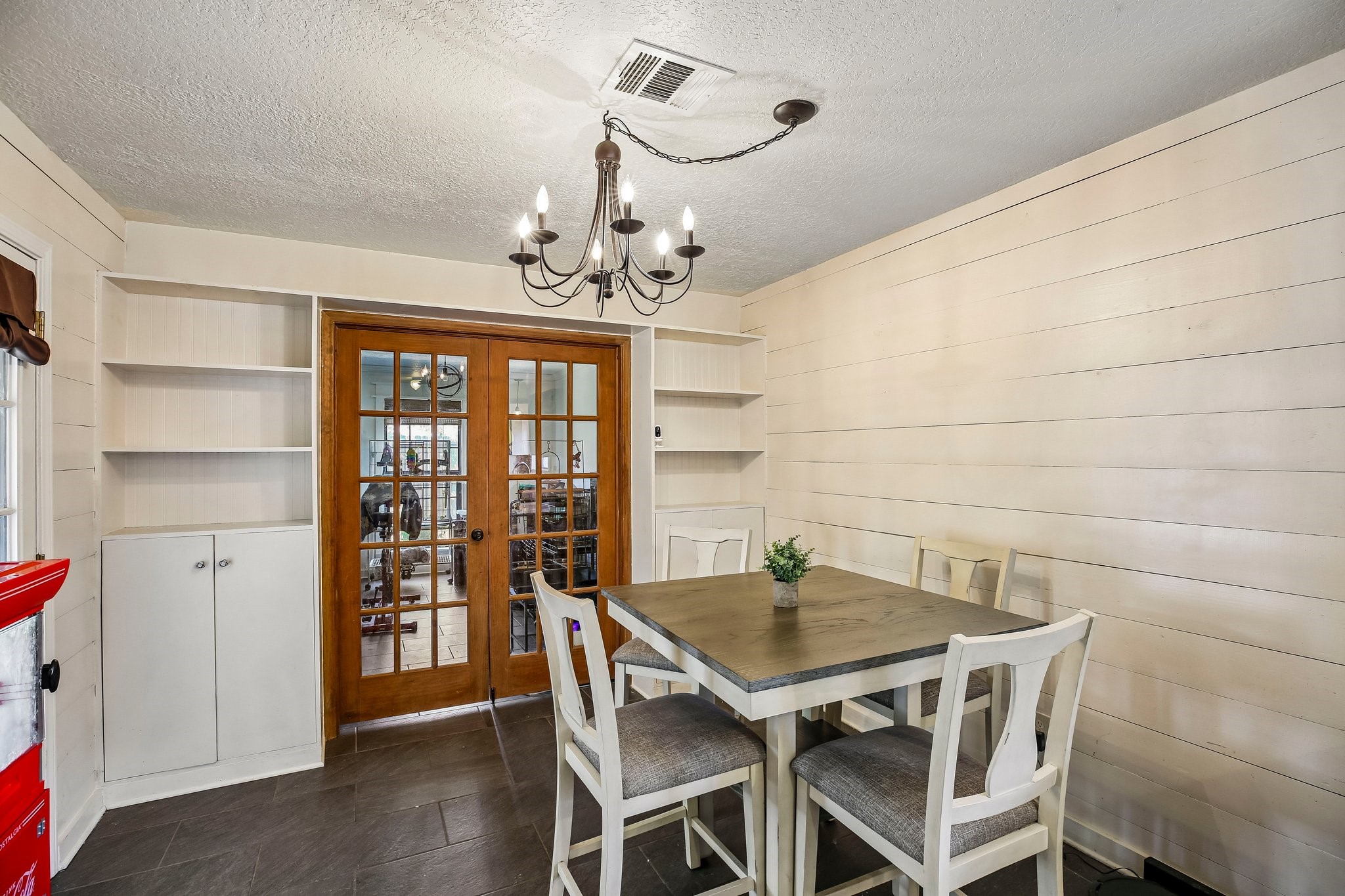 Cozy breakfast nook with built in storage.