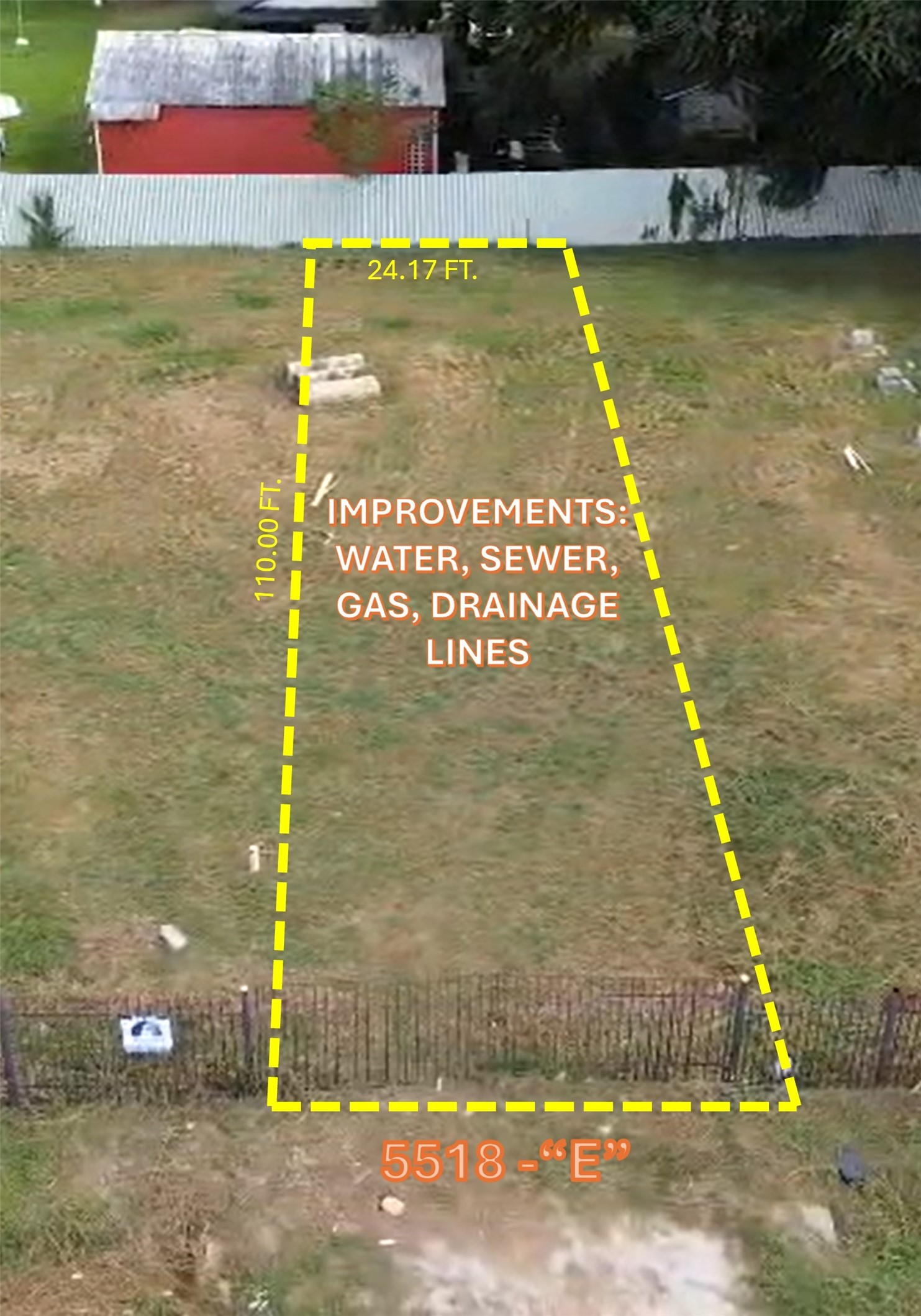 5518-E INCLUDES  WATER AND SEWER UTILITIES CONNECTED AND GAS, WATER, SEWER , DRAINAGE LINES