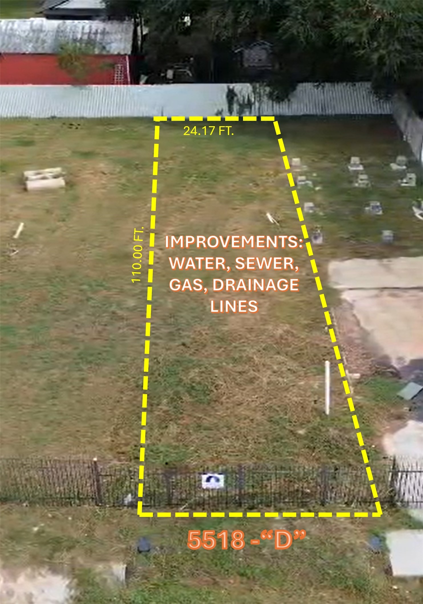 5518-D INCLUDES  WATER AND SEWER UTILITIES CONNECTED AND GAS, WATER, SEWER , DRAINAGE LINES