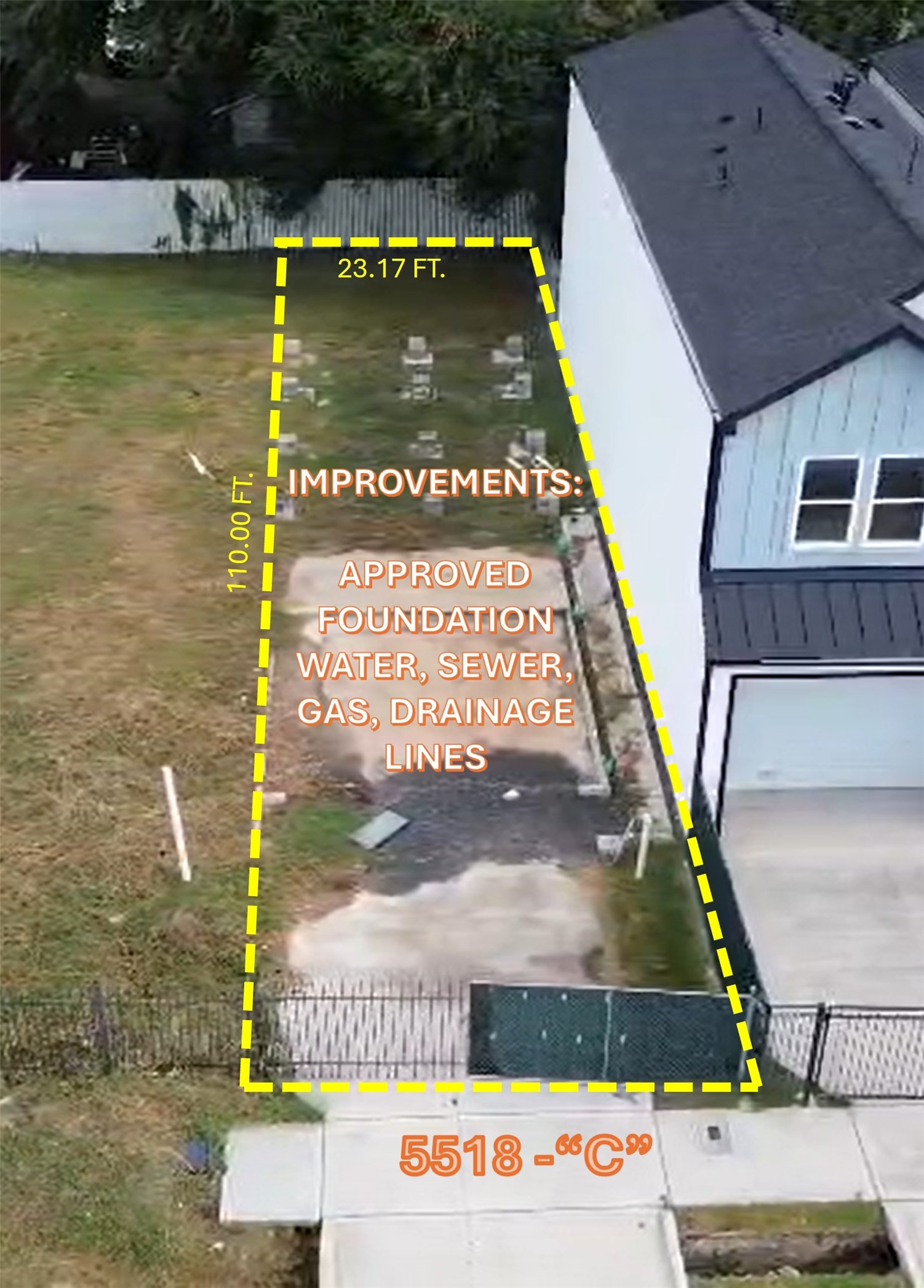 5518-C INCLUDES APPROVED FOUNDATION, WATER AND SEWER CONNECTED AND GAS, WATER, SEWER , DRAINAGE LINES