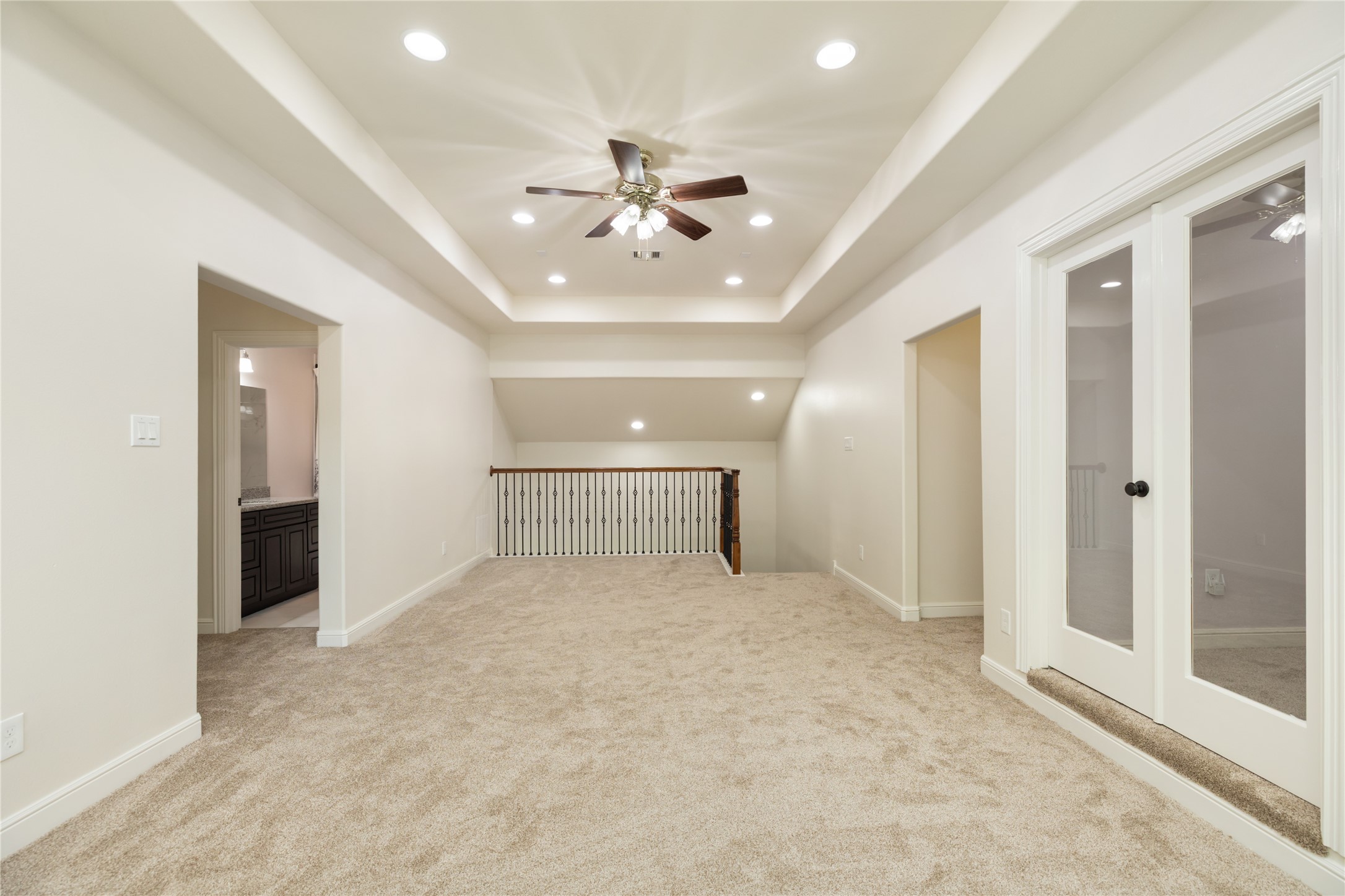 Upstairs game room or second living room with new carpet
