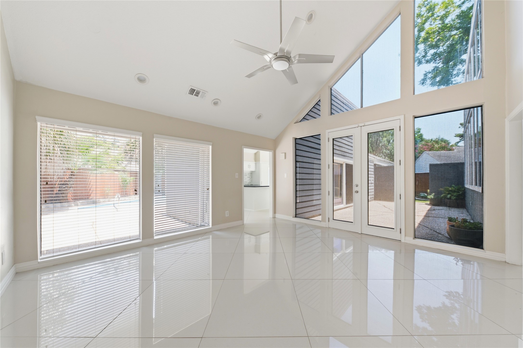 Expansive windows bring the beauty of the outdoors inside.