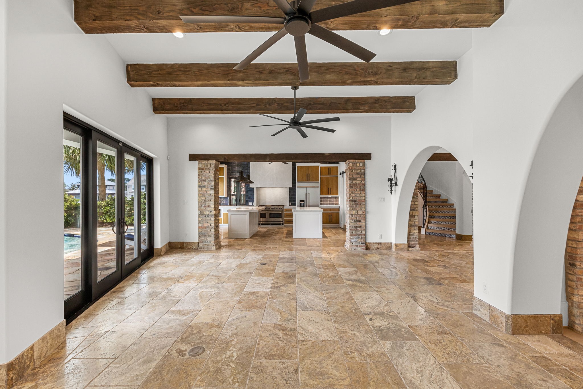 All decorative ceiling beams throughout the home are crafted from solid wood, adding warmth, authenticity, and exceptional character.