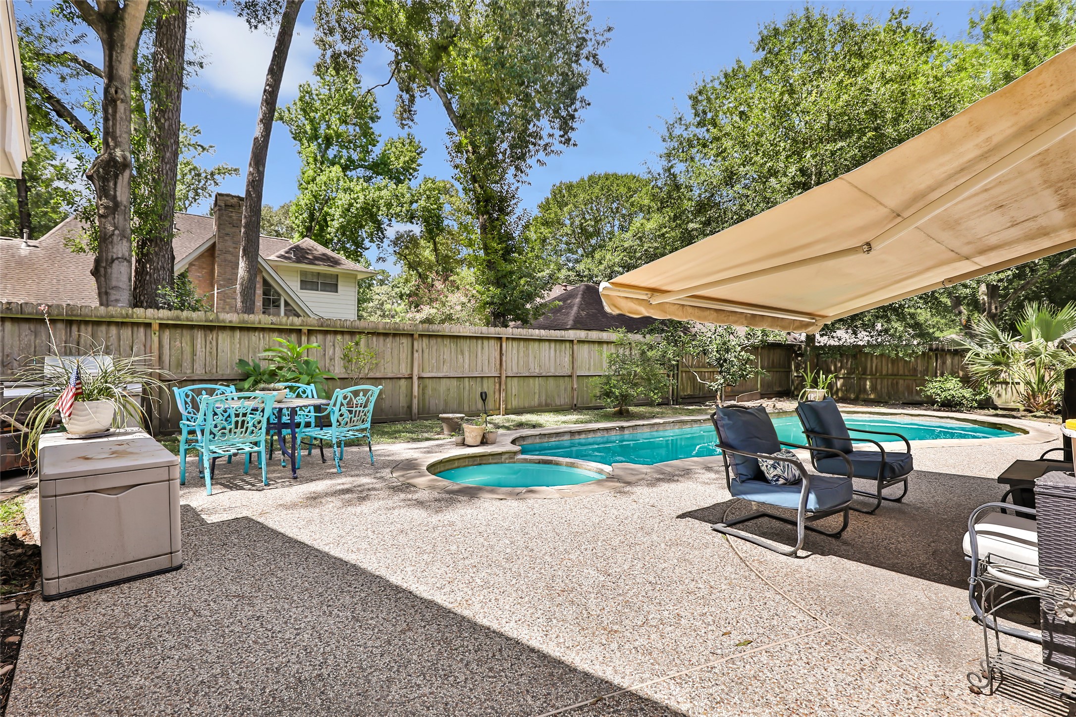 Beautiful pool and retractable awning for extra shade.