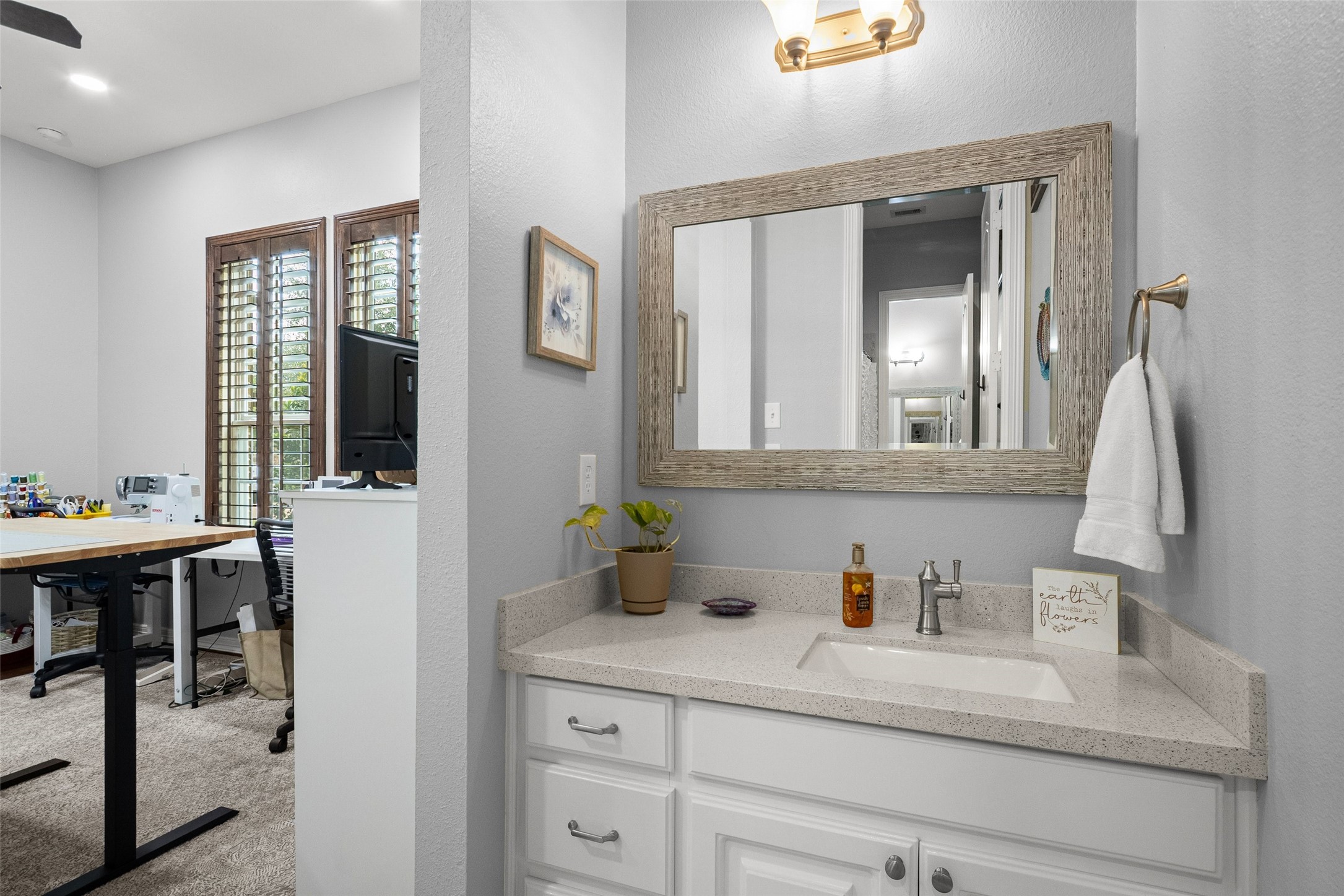 The other sink area for the en-suite connecting en-suite bathroom between 2 bedrooms.  This portion connects to the front bedroom.