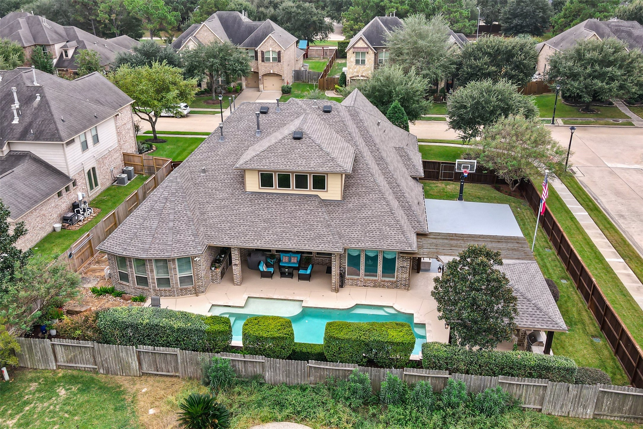 Elavated look towards the back of the house gives a great view of the property.