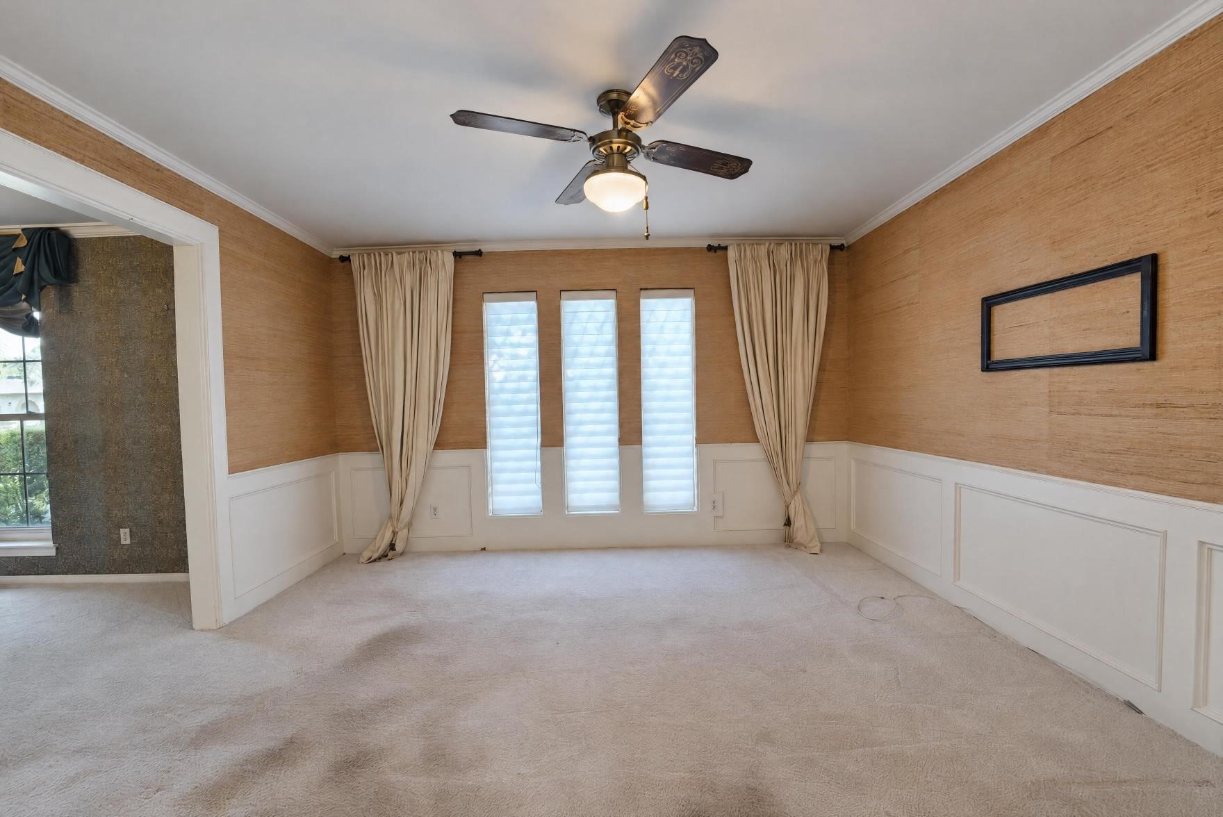 This is an extra room off the family room that could be used as a home office (study),  or another TV room.