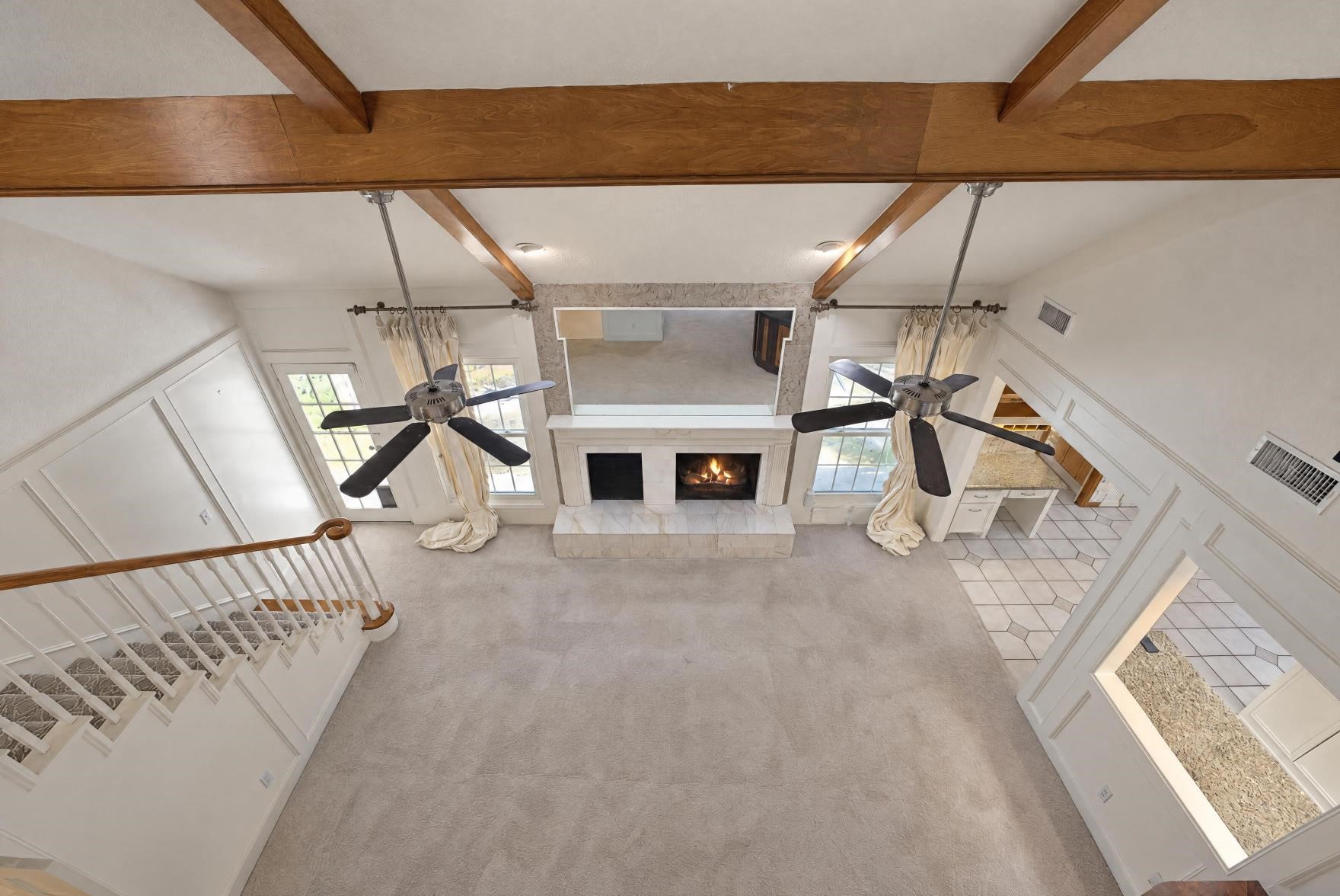 View from the upstairs rail looking down