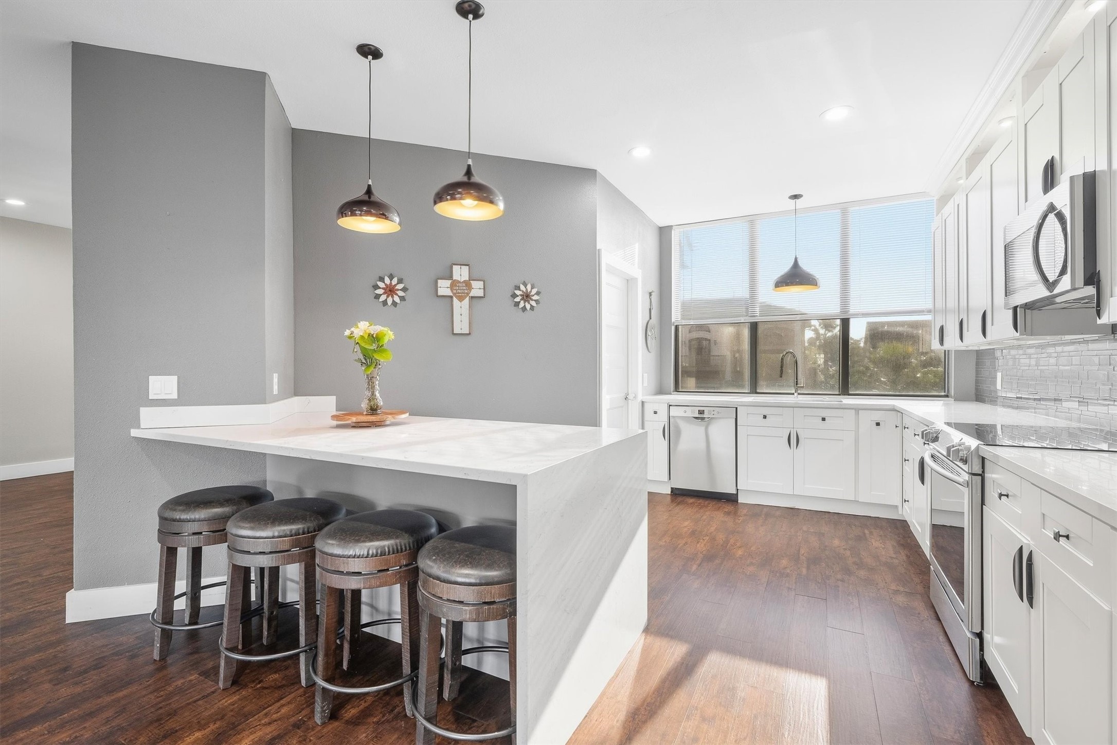 Generous counter space perfect for daily meal preparation.