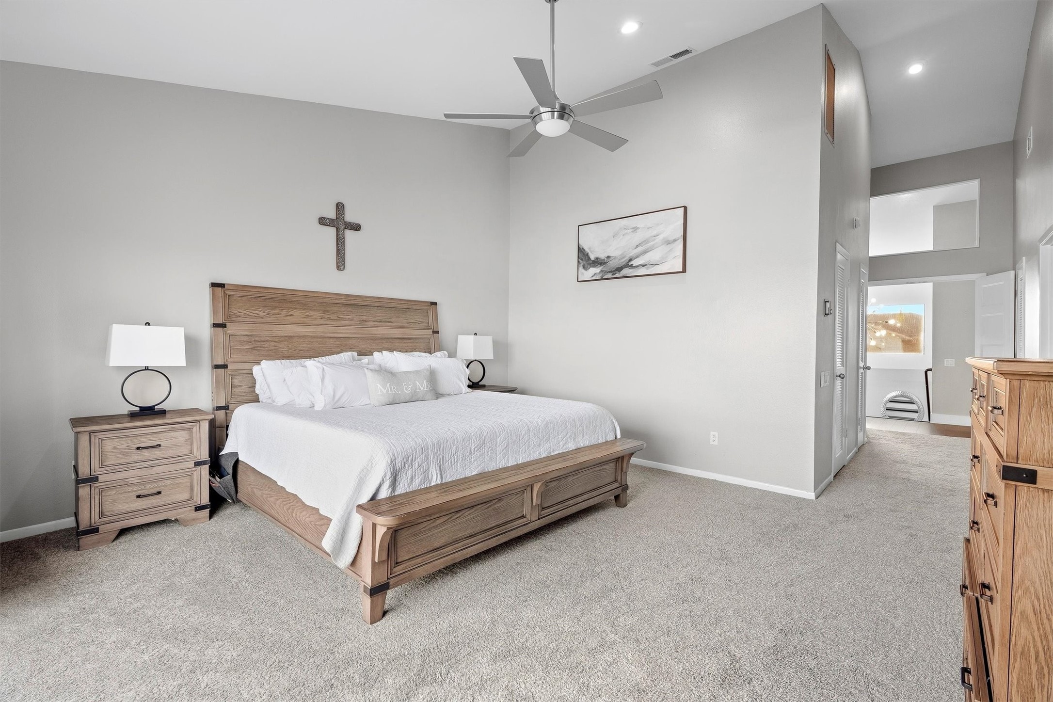 Oversized primary bedroom layout.