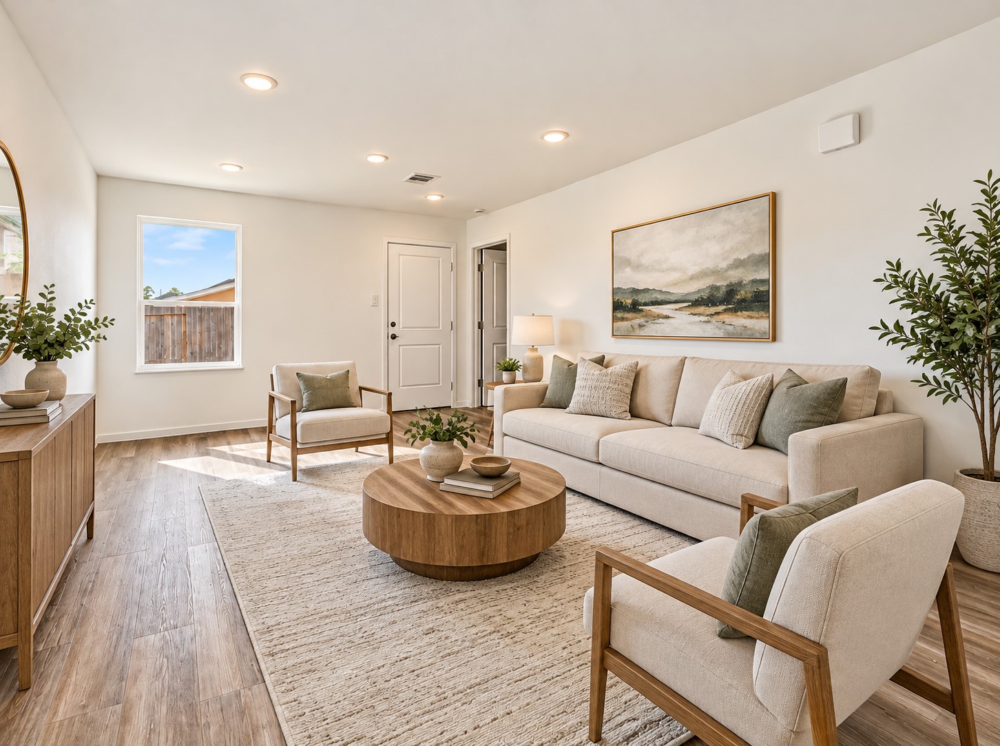 Photo of the living room is virtually staged.