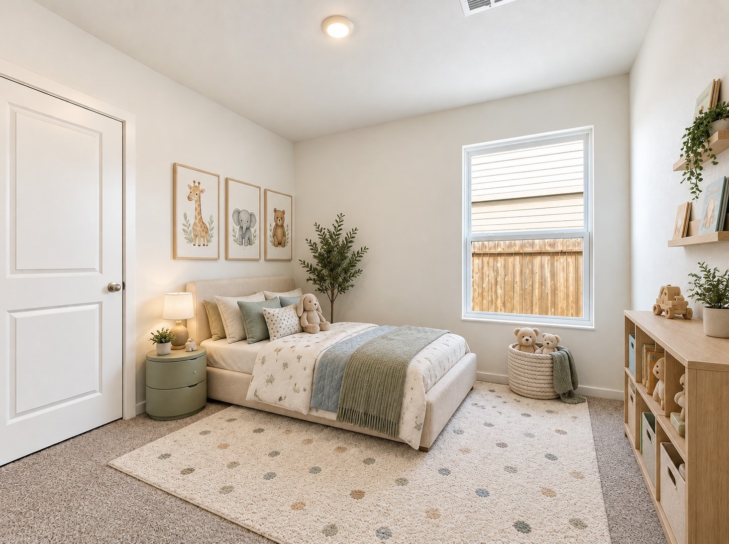 One of two spacious secondary bedrooms.
Family and guest will enjoy the private space. This photo is virtually staged.