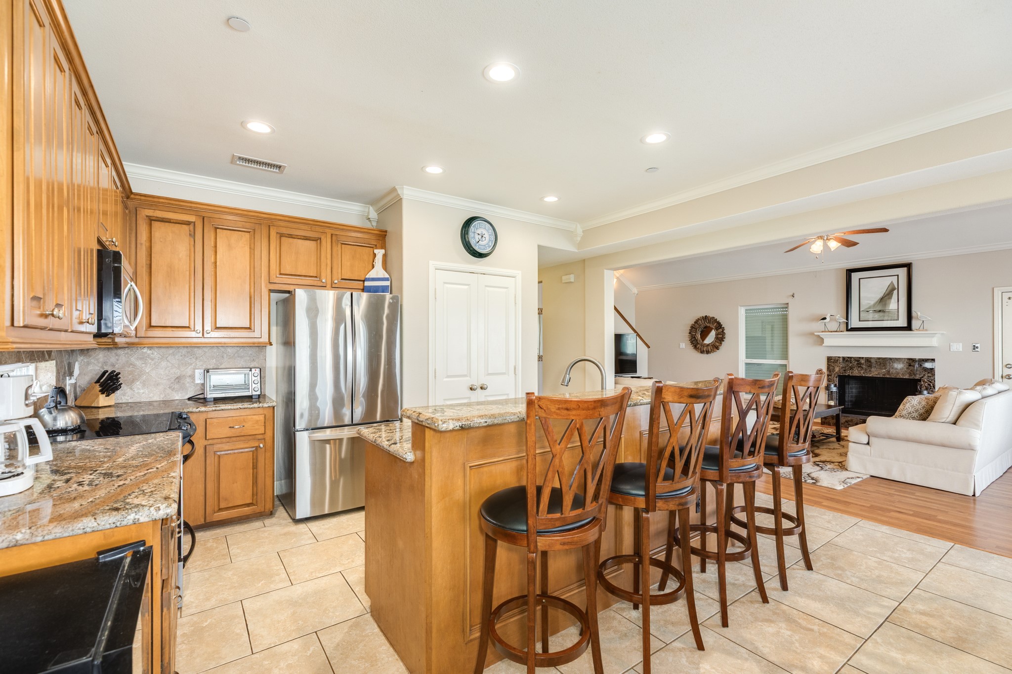 This view shows you how close the living room is to the kitchen.
