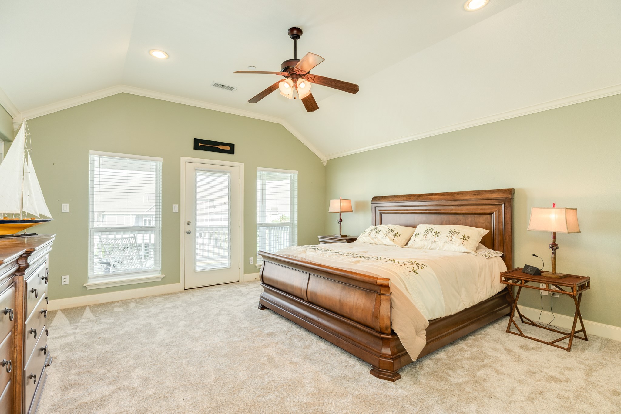 Primary bedroom with private deck.