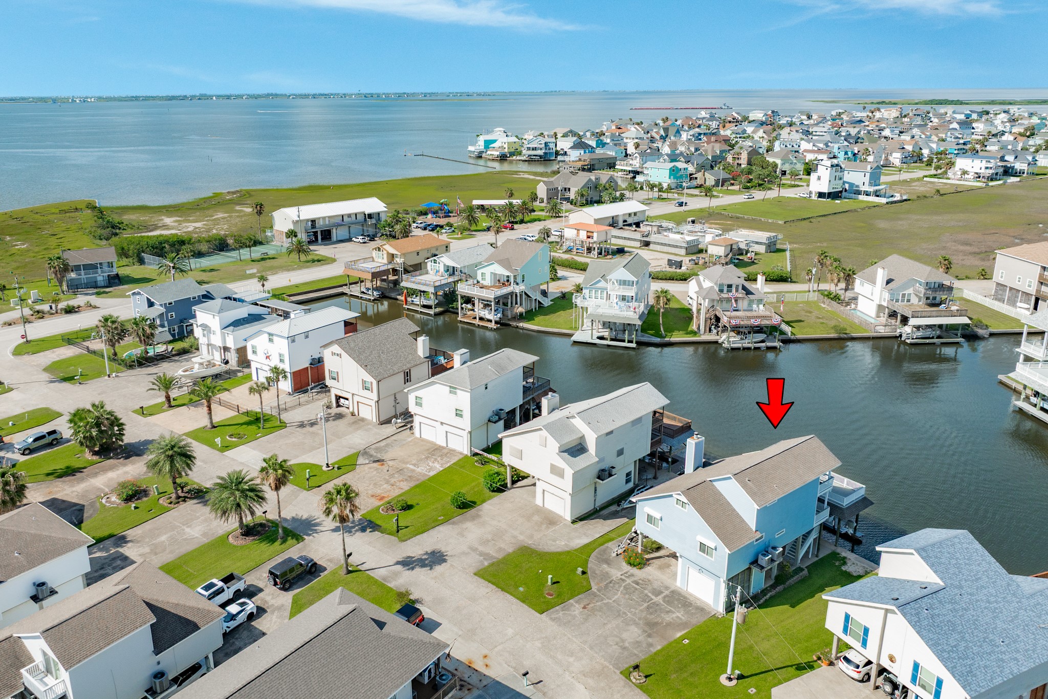 Aerial view of the Tiki Island Yacht Club Colony Section 1.