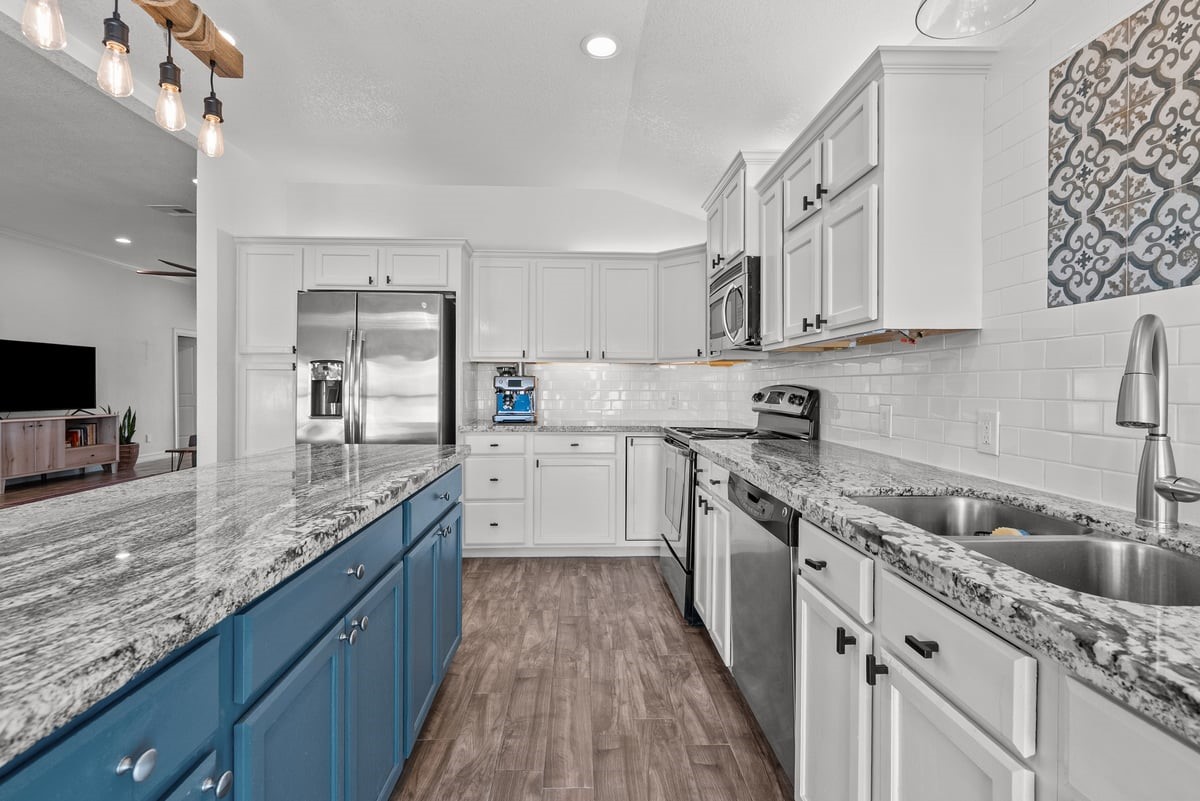 Lots of Cabinets for Storage and Extra Large Countertop Space for Entertaining