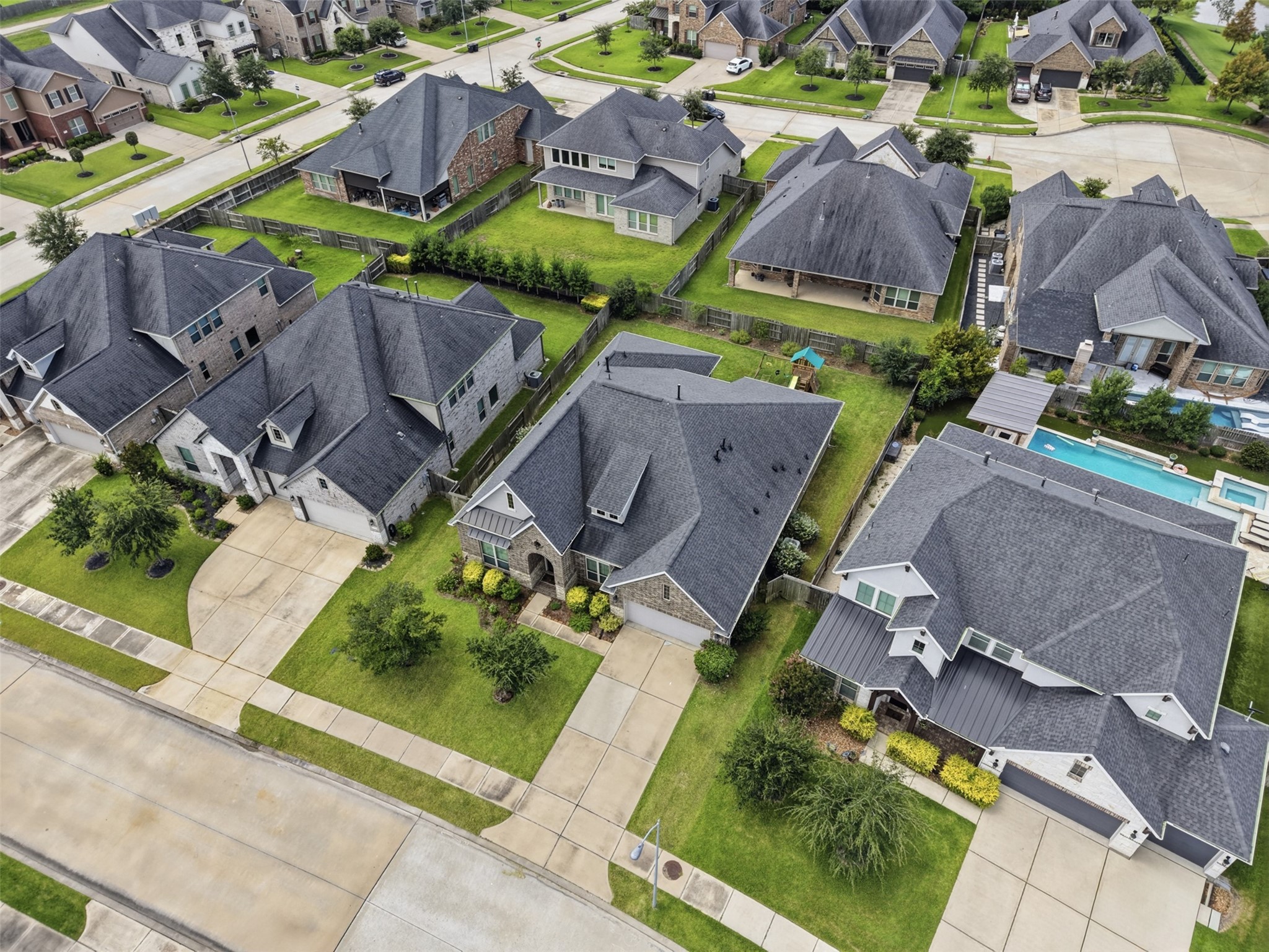 Overhead view of the property and surrounding streets.