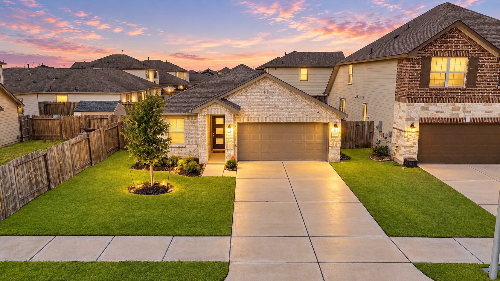 This beautifully presented single-story home features a charming brick-and-stone exterior, a welcoming covered entryway, and a spacious two-car garage. This beautifully presented single-story home features a charming brick-and-stone exterior, a welcoming covered entryway, and a spacious two-car garage.
