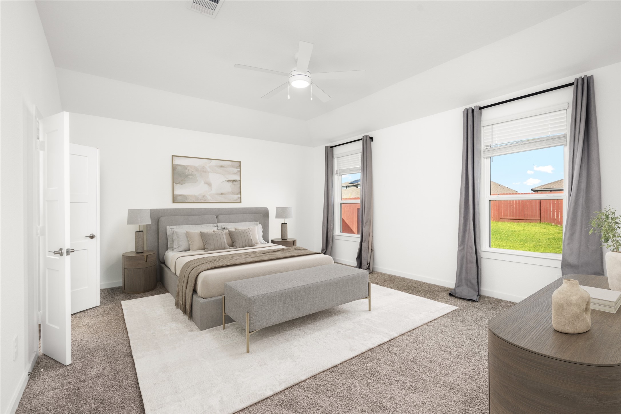 Primary bedroom. Picture has been virtually staged.