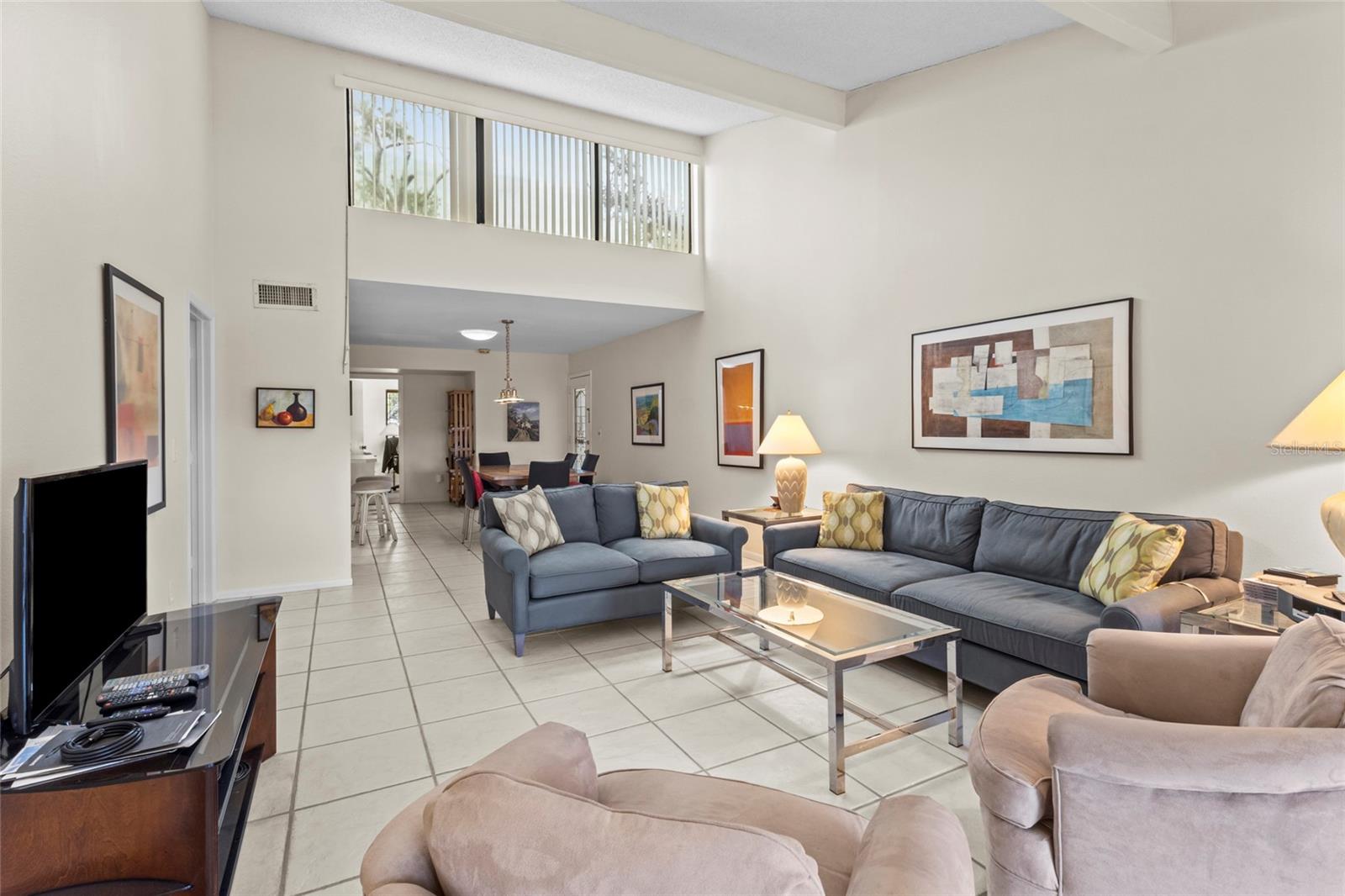 Living Room with clerestory windows