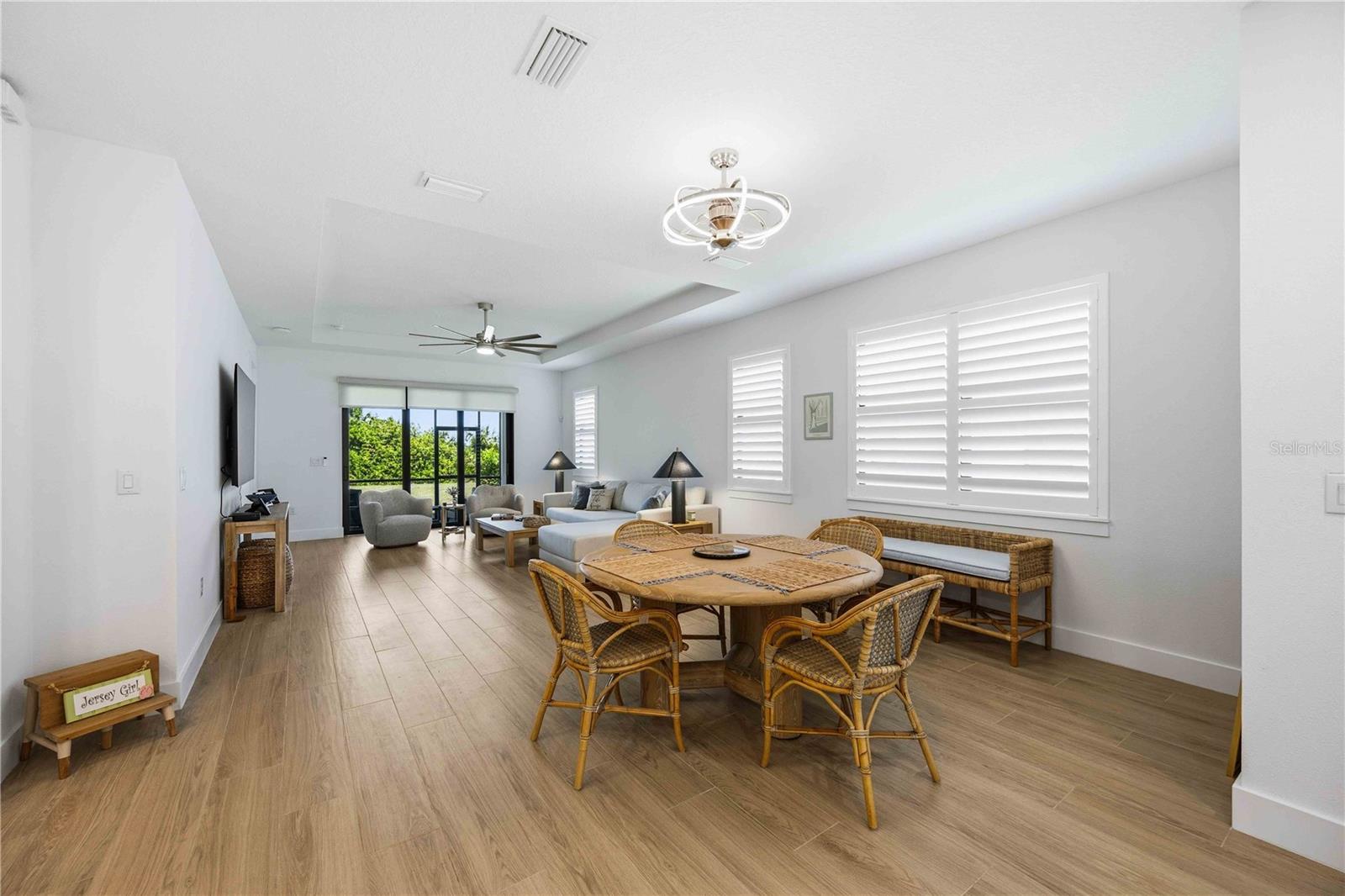 Plank tile flooring.