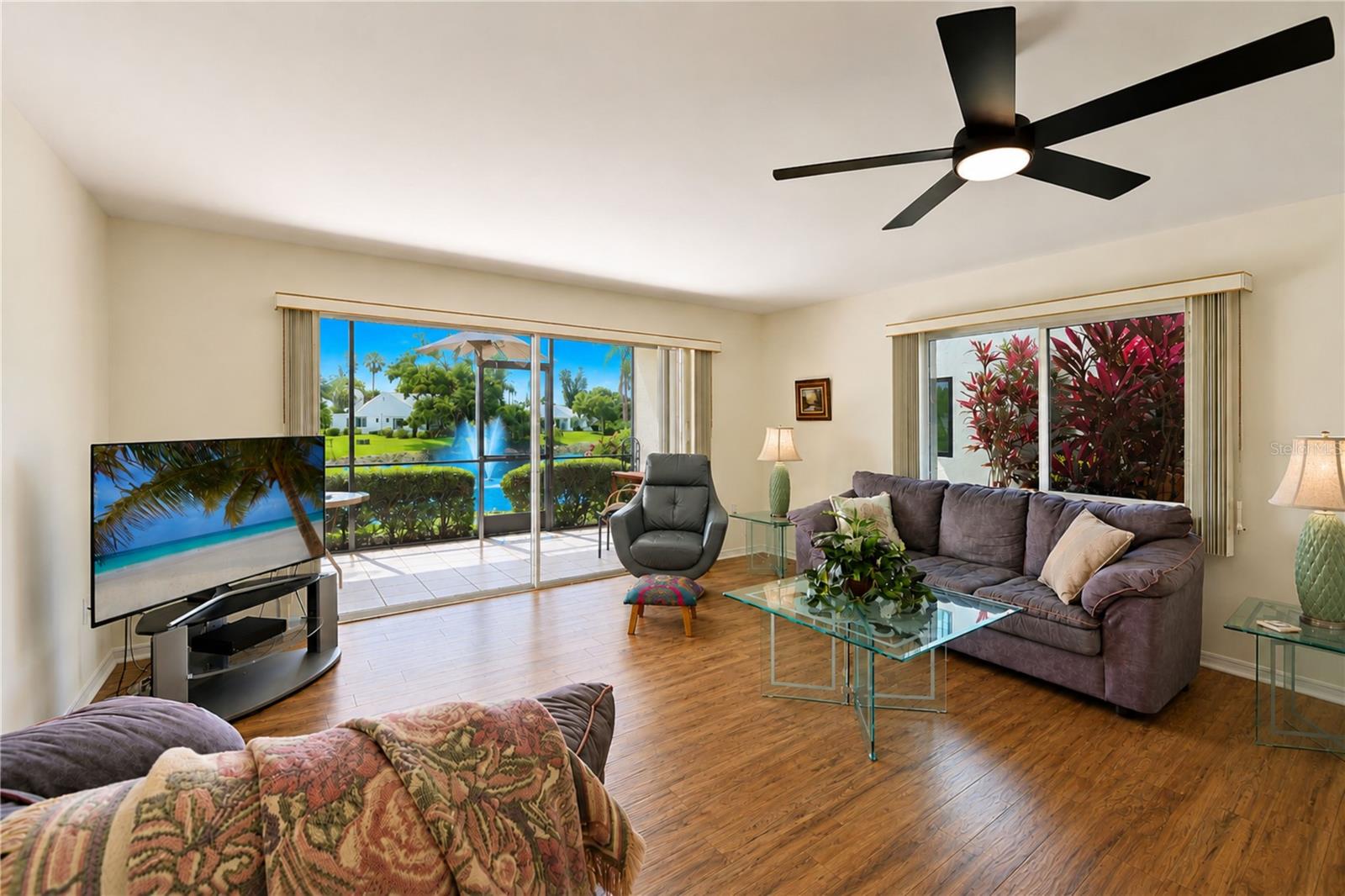 Beautiful water views from interior of condo Beautiful water views from interior of condo