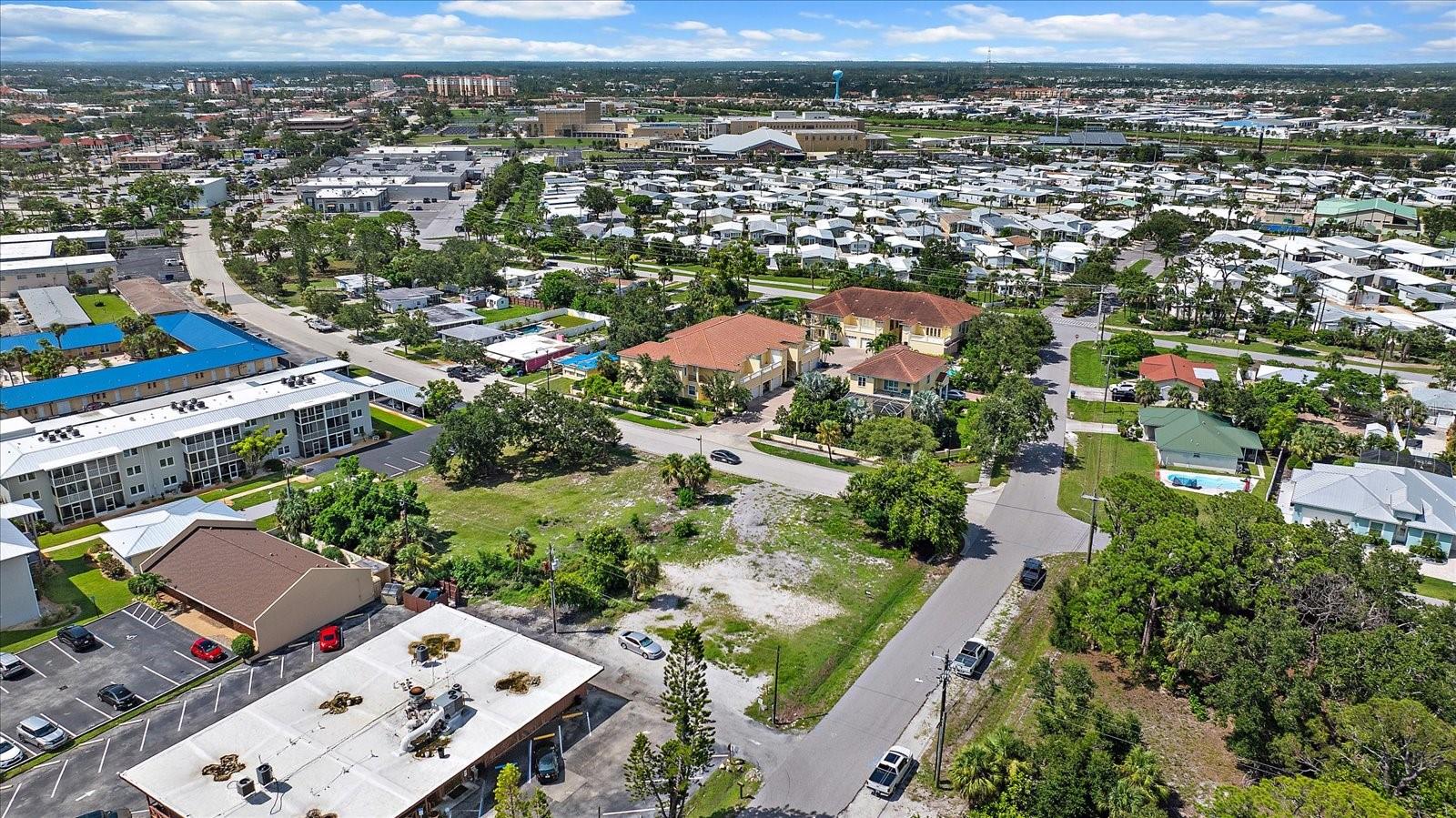 Aerial view of the lot