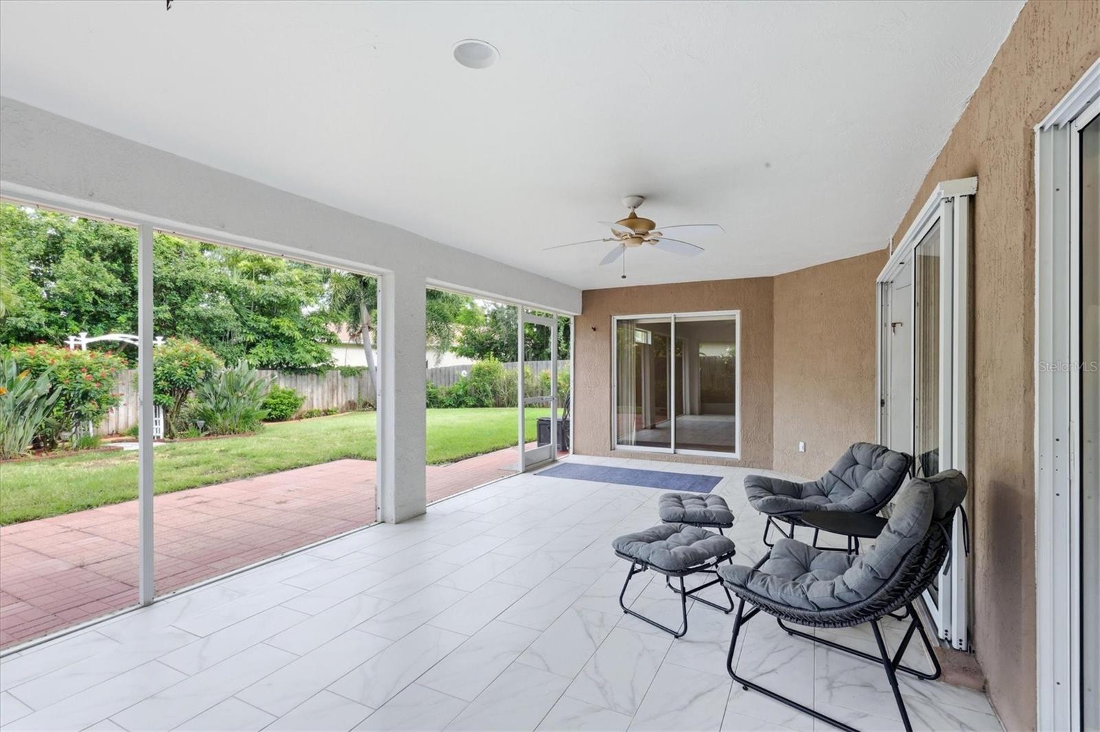 Large Screened and tiled Patio