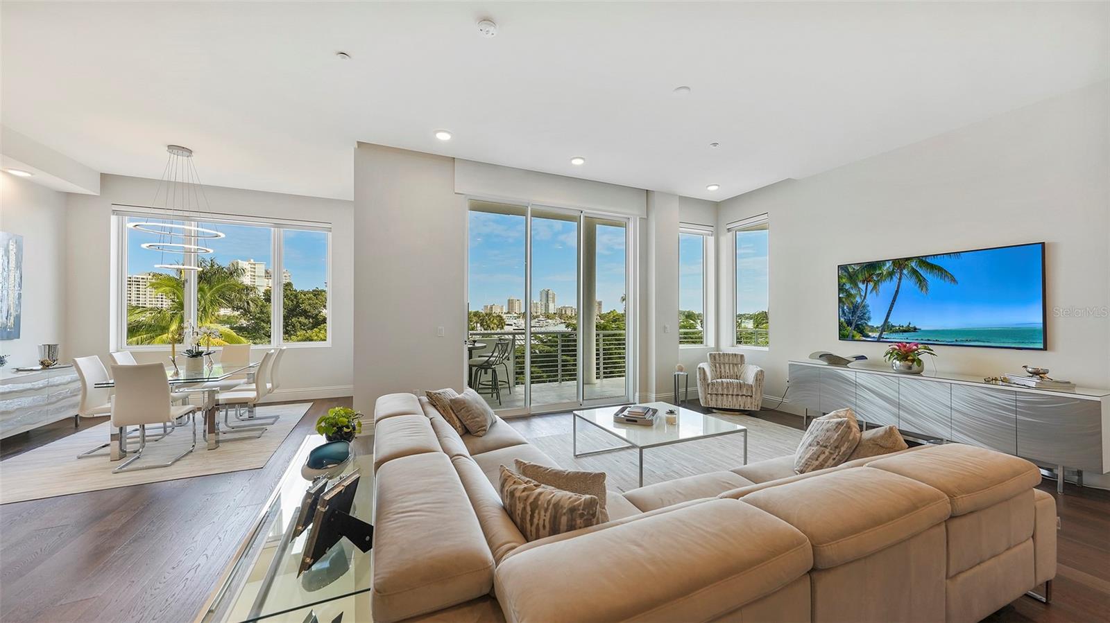 Living and dining area previously furnished