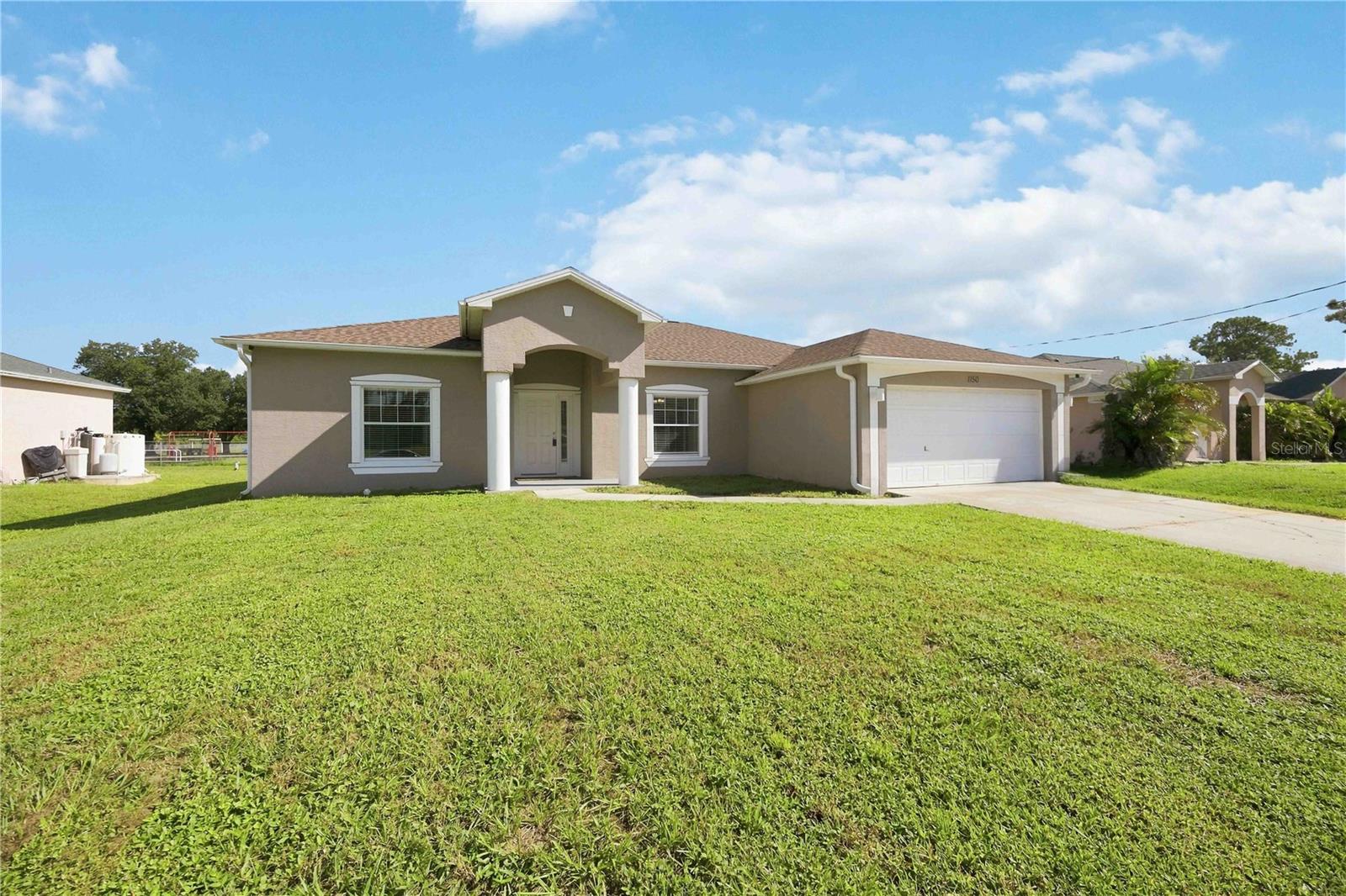 Large front yard away from the road