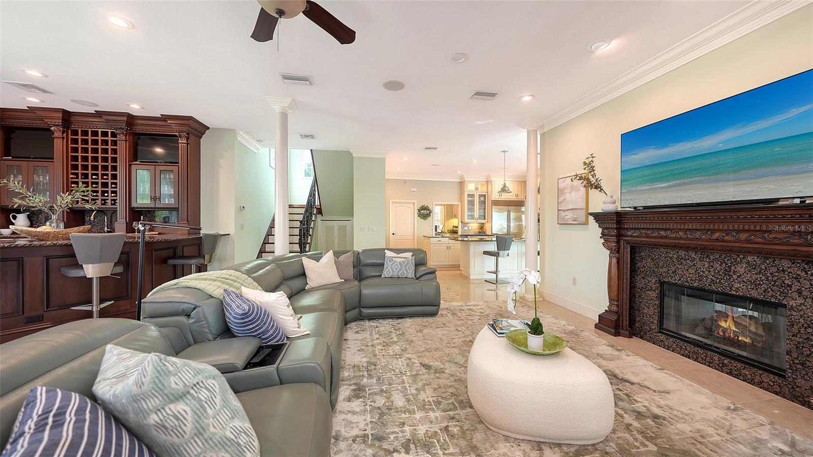 Family room with gas fireplace